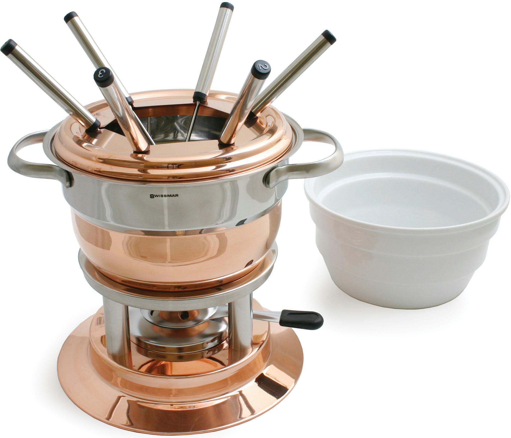 SWISSMAR Fondue Lausanne, 1,8 l, 11-teilig, inkl. 6 nummerierten Fonduegabeln und Keramikeinsatz