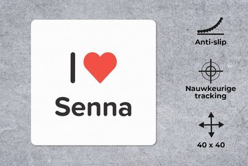 MuchoWow Gaming Mauspad Ich liebe - Senna - Mädchen (1-St), Mousepad mit Rutschfester Unterseite, Gaming, 40x40 cm, XXL, Großes