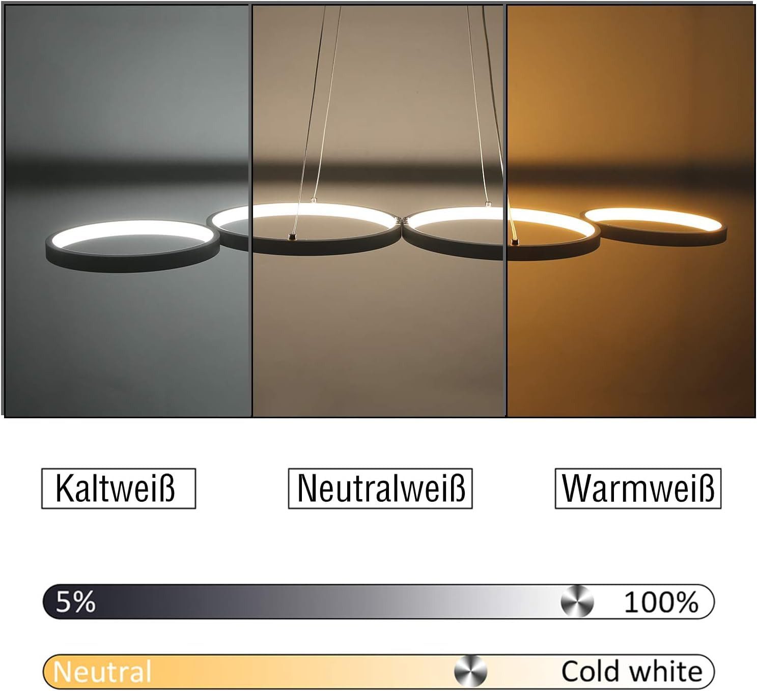 Nettlife LED Pendelleuchte Esszimmer Dimmbar mit Fernbedienung Weiß 54 W 88 günstig online kaufen