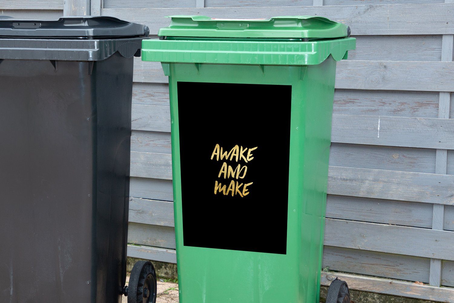 Zitate Schwarz St), Gold MuchoWow - Abfalbehälter Wandsticker - Sticker, Mülltonne, Container, (1 Mülleimer-aufkleber,