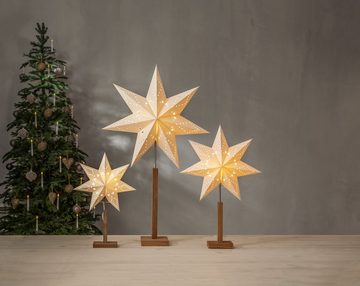 EGLO Papierstern Karo, Tisch Weihnachtsstern, Deko-Stern beleuchtet, Fenster, weiß mit Kabel