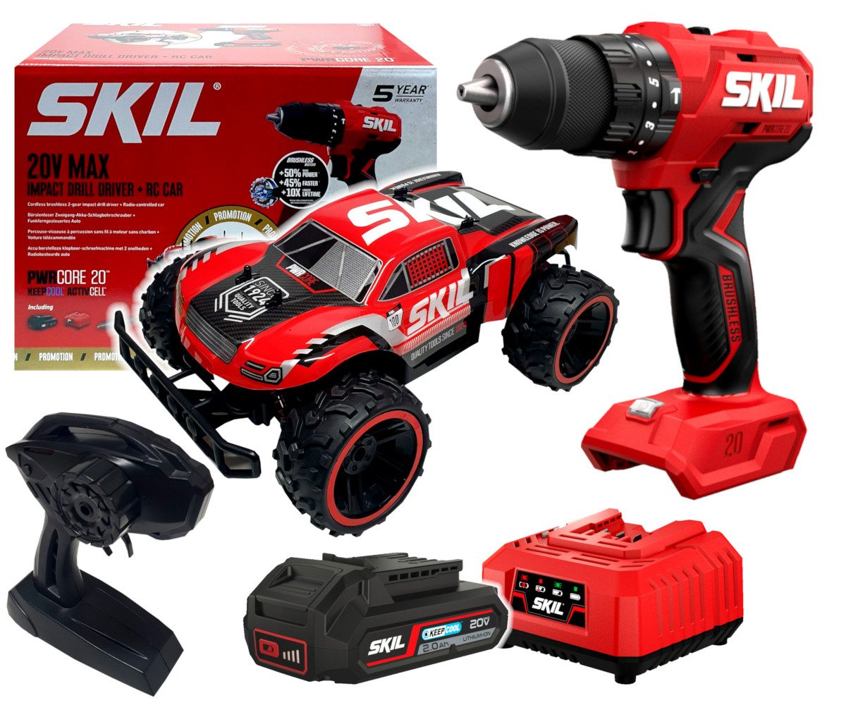 SKIL Akku-Bohrschrauber Skil 20V 3021 Akku-Schlagbohrmaschine + Auto 3166 (1x2,0Ah Karton), 20 V, (Skil 20V 3021 Akku-Schlagbohrmaschine + Auto 3166 (1x2,0Ah Karton)