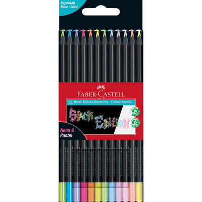 Faber-Castell Buntstift 12 Buntstifte BLACK EDITION neon & pastell farbsortiert