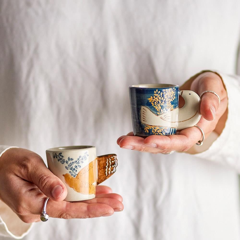 Bloomingville Espressotasse Hezha Espressotasse 2er Set blau, Steingut