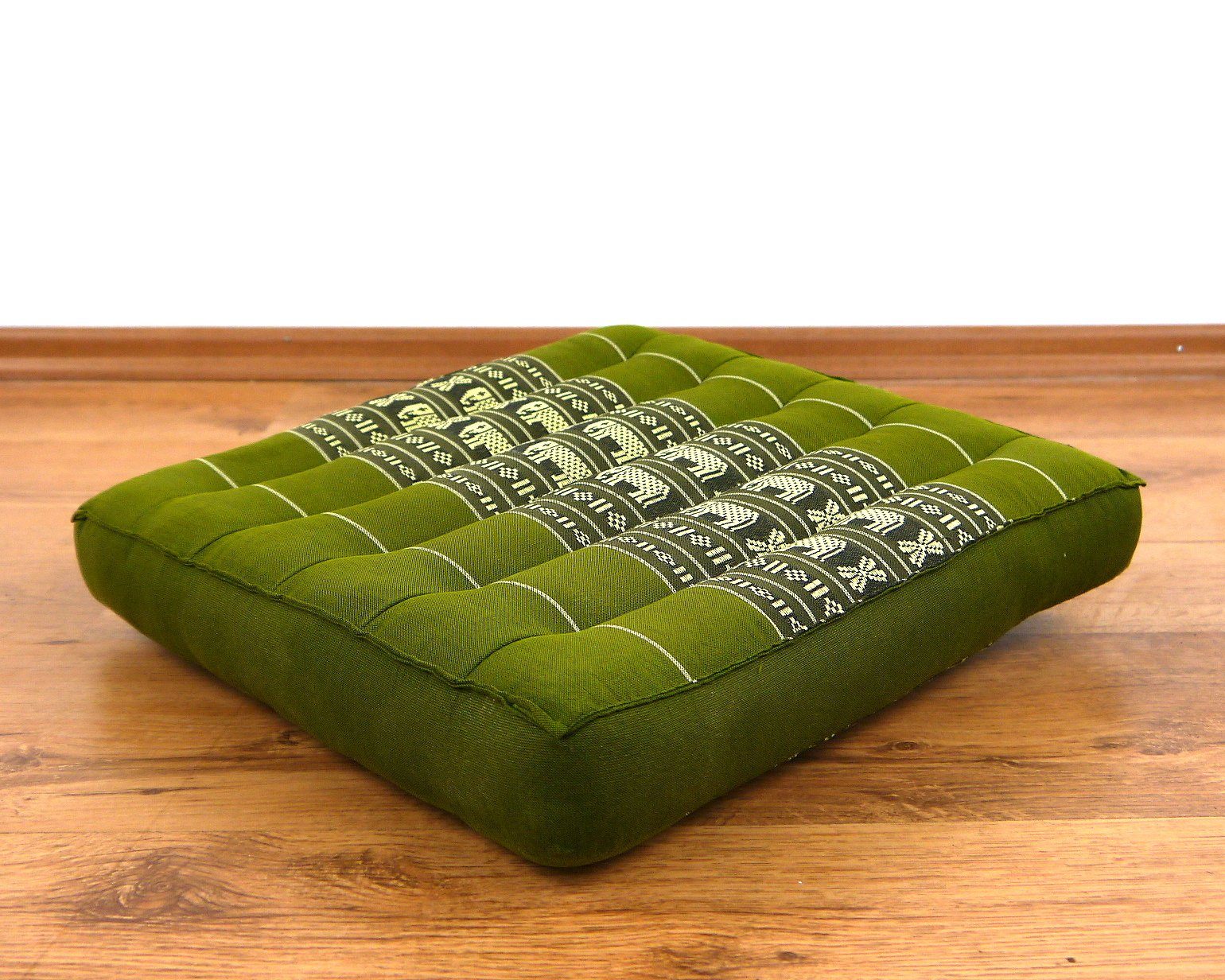 grün Elefanten Sitzkissen und Kapok livasia vegan 35x35x6cm, 35 cm, Sitzkissen handgefertigt, /