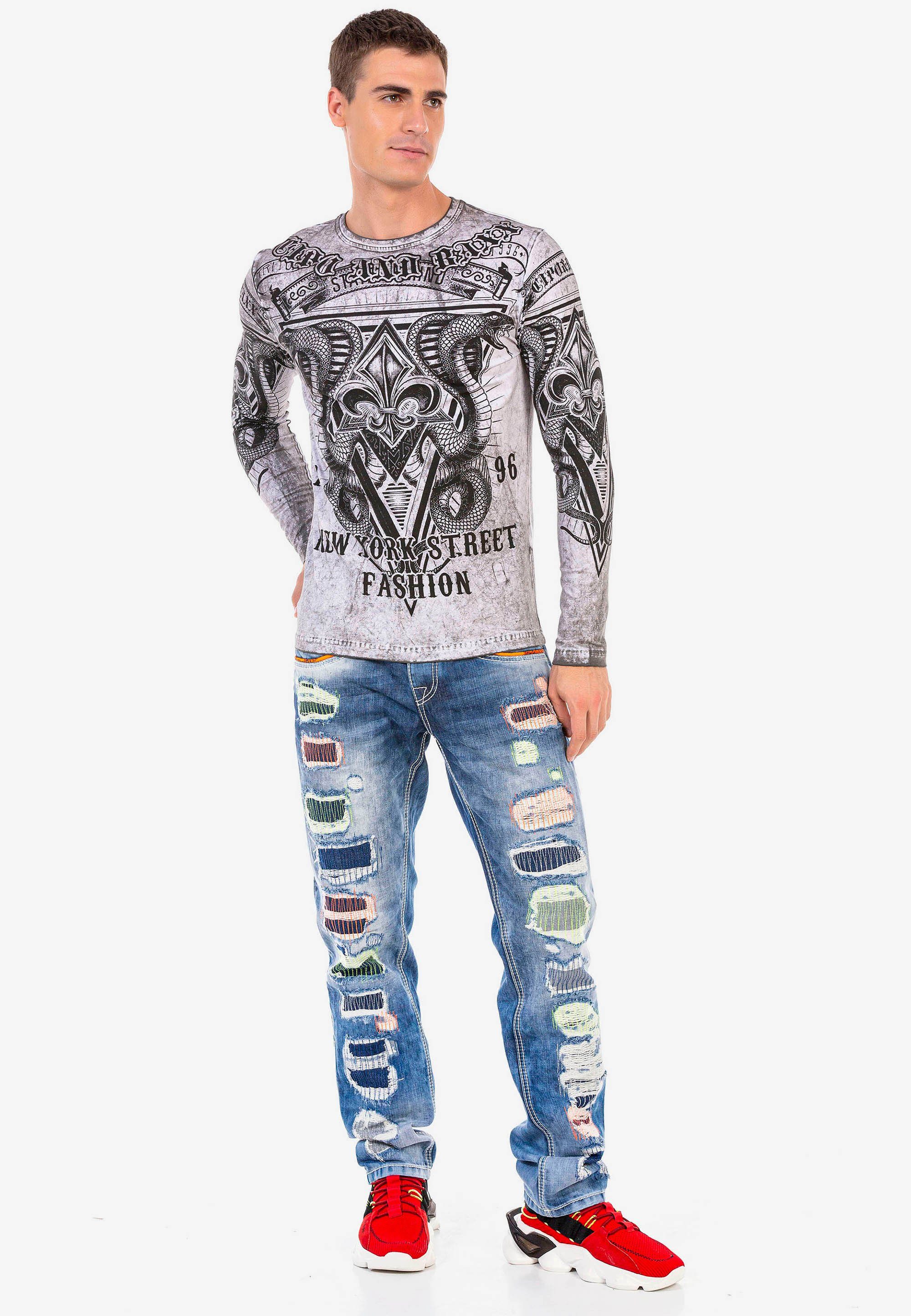 Straight-Jeans & Destroyed-Details farbigen Cipo mit Baxx