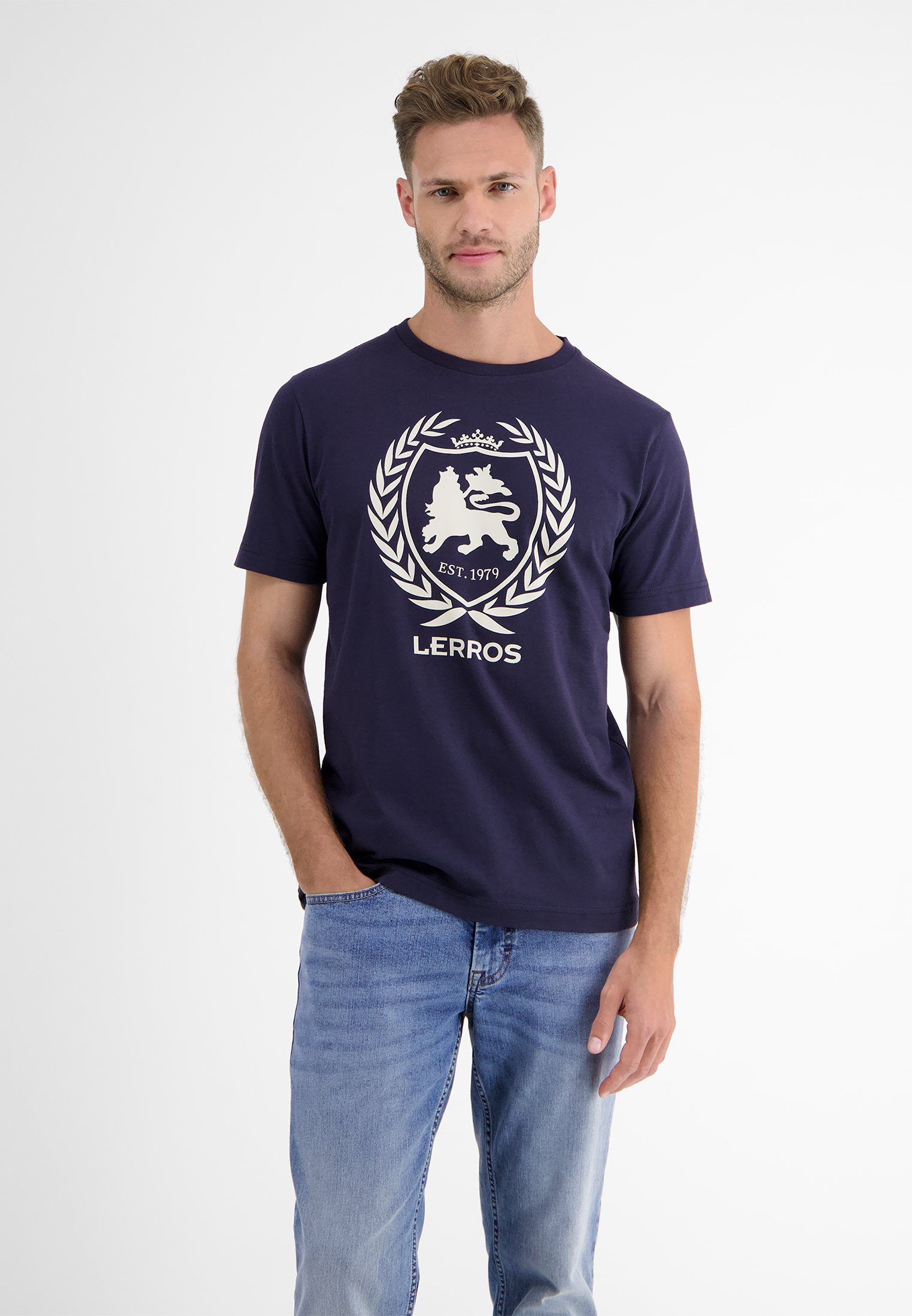 LERROS T-Shirt LERROS T-Shirt, Logoprint CLASSIC NAVY