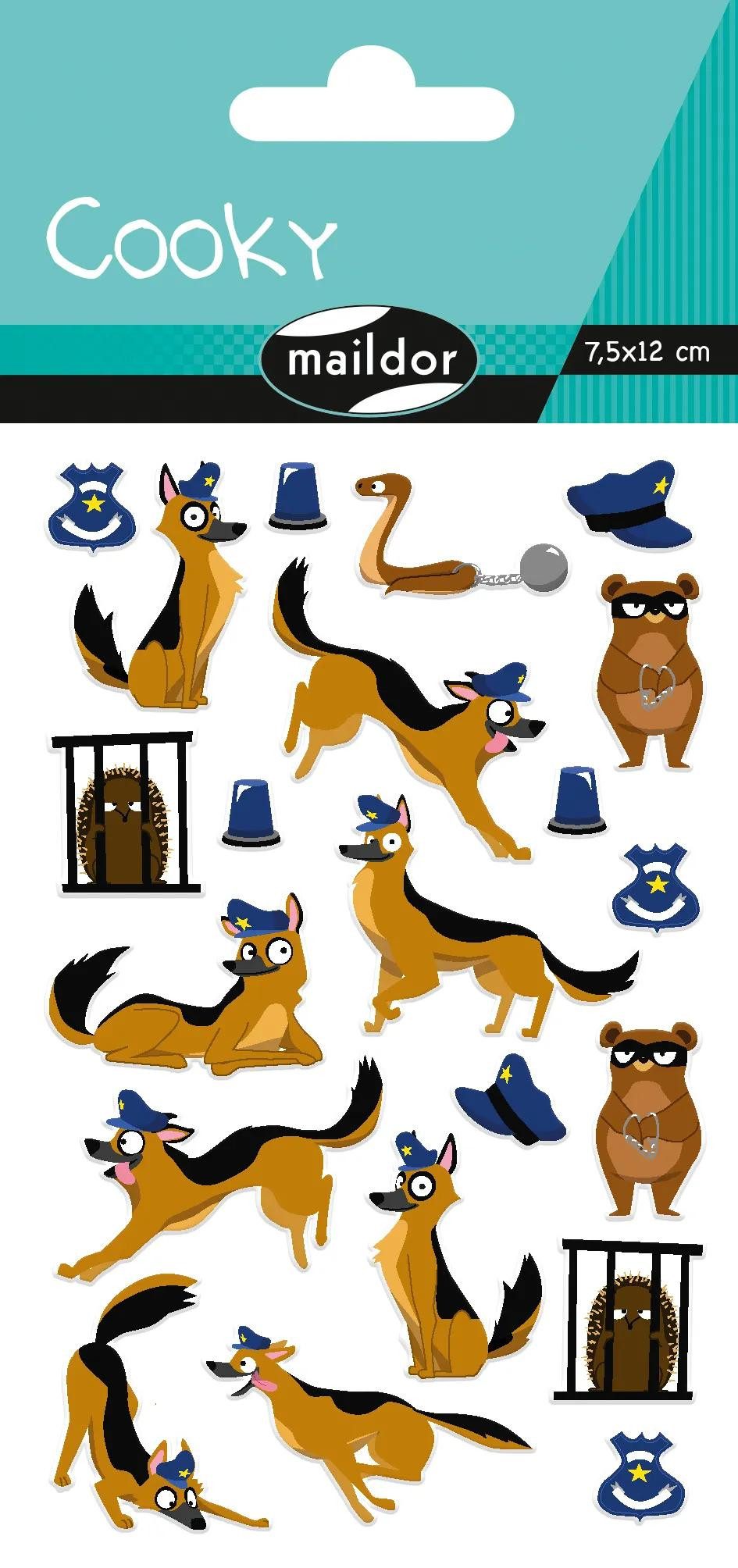 maildor Sticker 10x Cooky, 1 Stickerbogen 7,5x12cm, Polizei - Mehrfarbig CY150C, 3D-Sticker