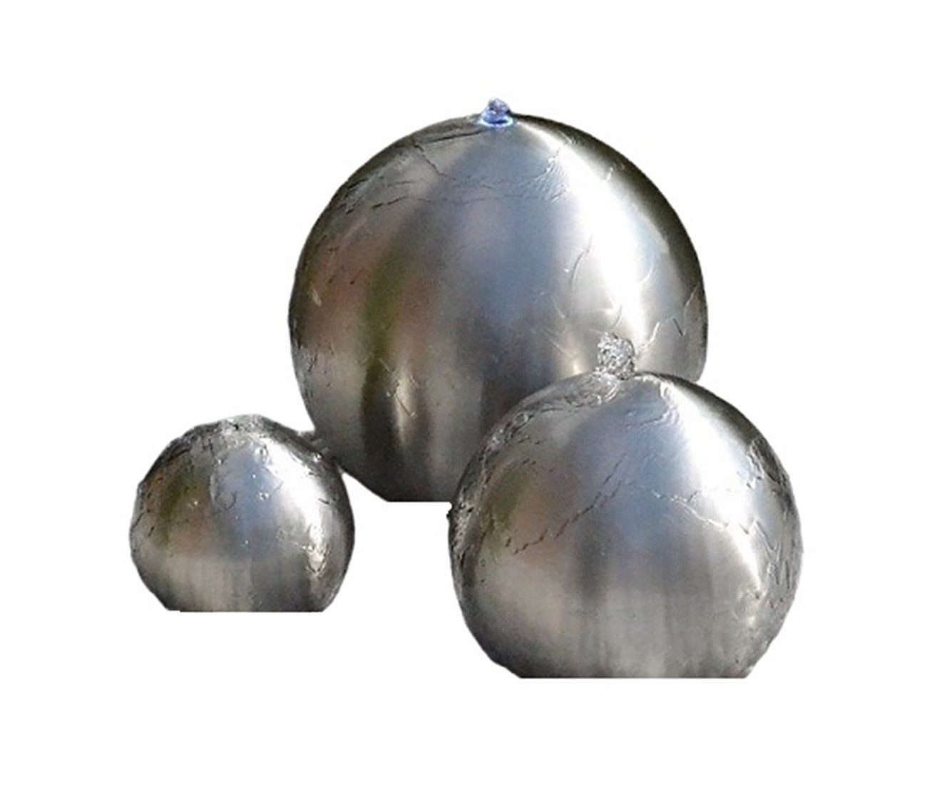 Jürgen Bocker - Gartenambiente Gartenbrunnen Kugelbrunnen 3er-Set Edelstahl matt incl. LED Brunnenkugel Garten