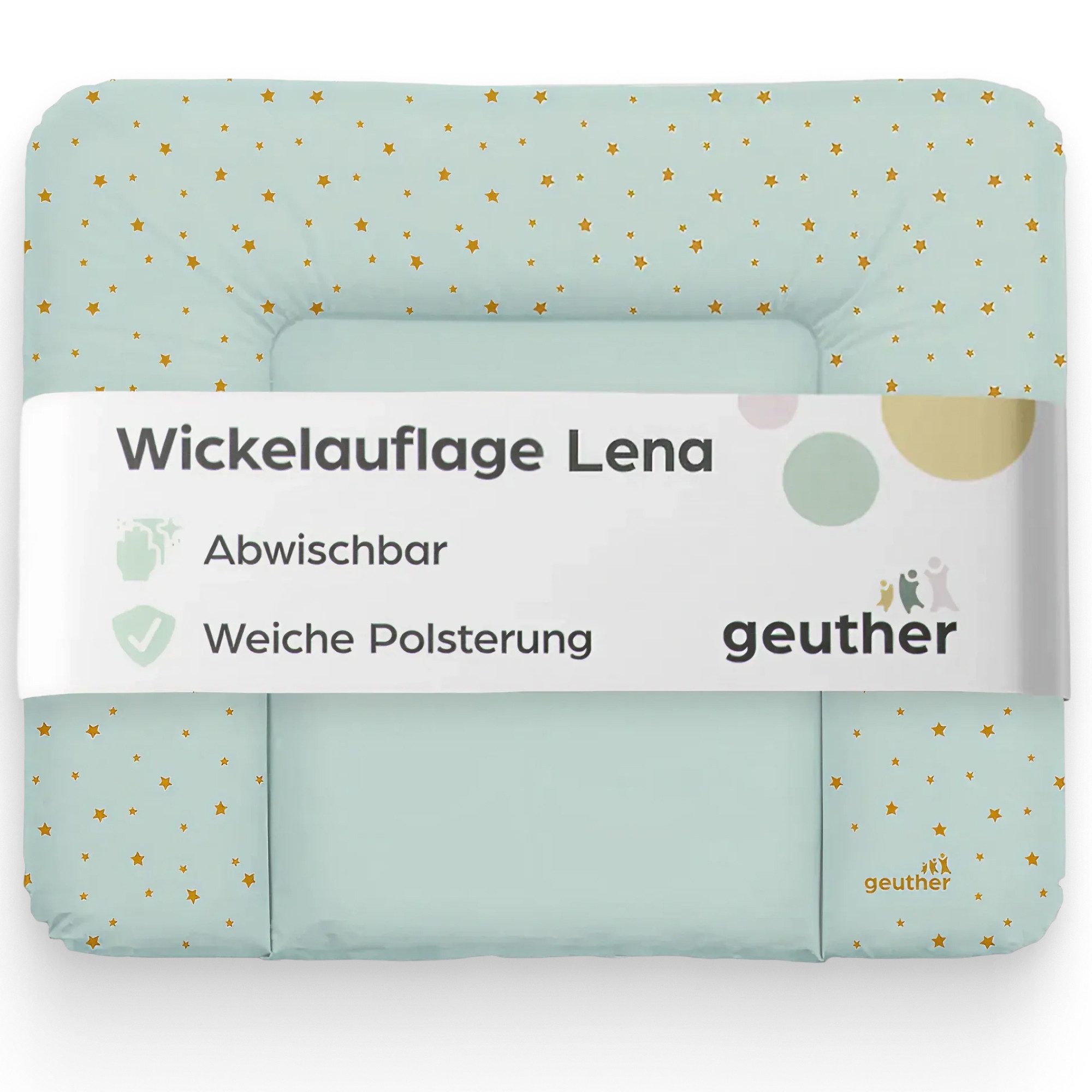 Geuther Wickelauflage Lena 85x75 cm, weich gepolstert & abwischbar, mit Sicherheitsrand, Made in Europe, abwischbar