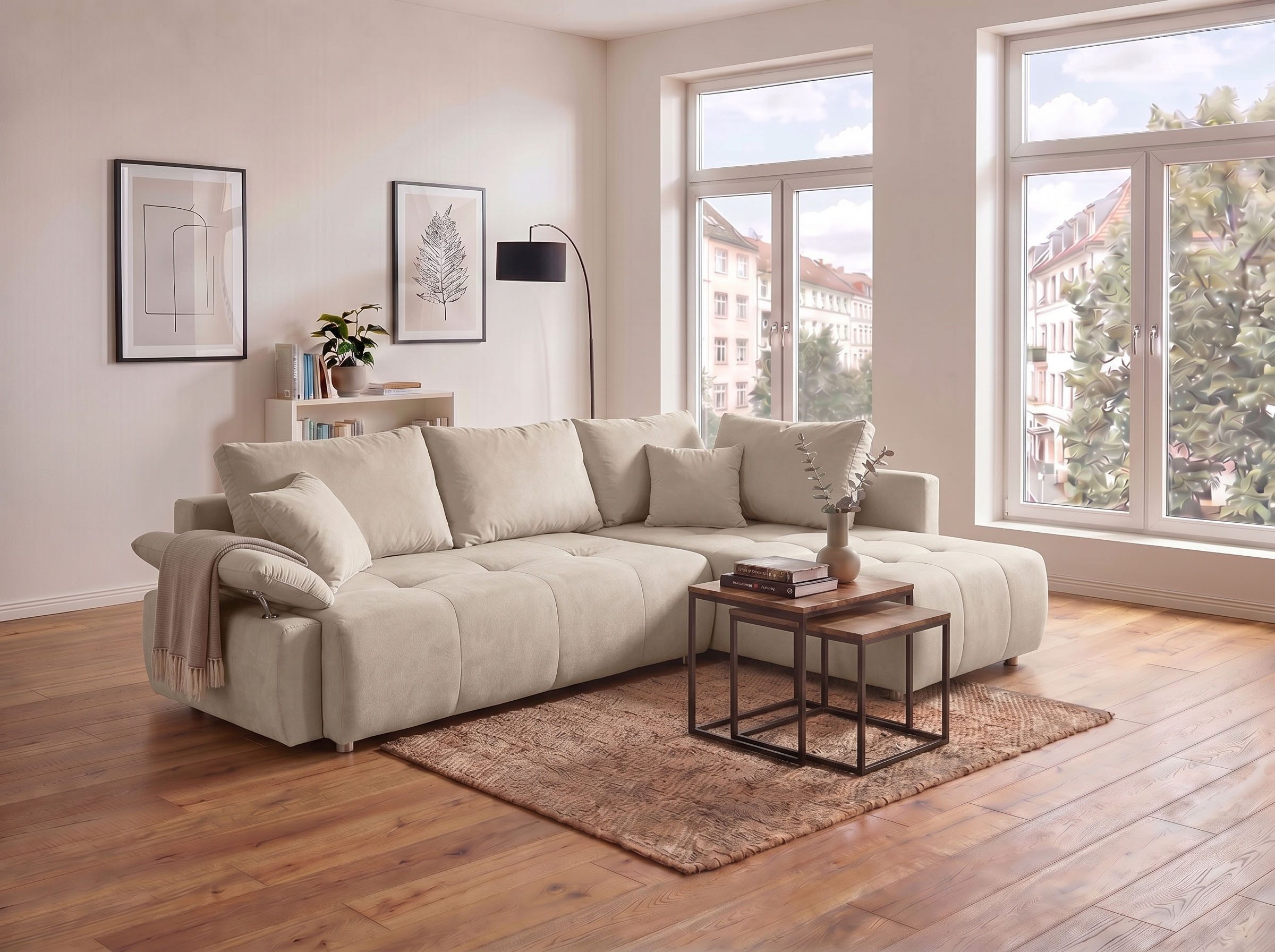 COLLECTION AB Ecksofa Funtastic L-Form, B: 213 cm, Schlaffunktion, Bettkasten, auch in Cord, Armteilverstellung, Bonnellfederkern, frei stellbar
