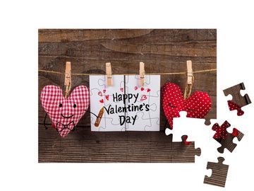 puzzleYOU Puzzle Karte und Herzen zum Valentinstag, 48 Puzzleteile, puzzleYOU-Kollektionen Festtage