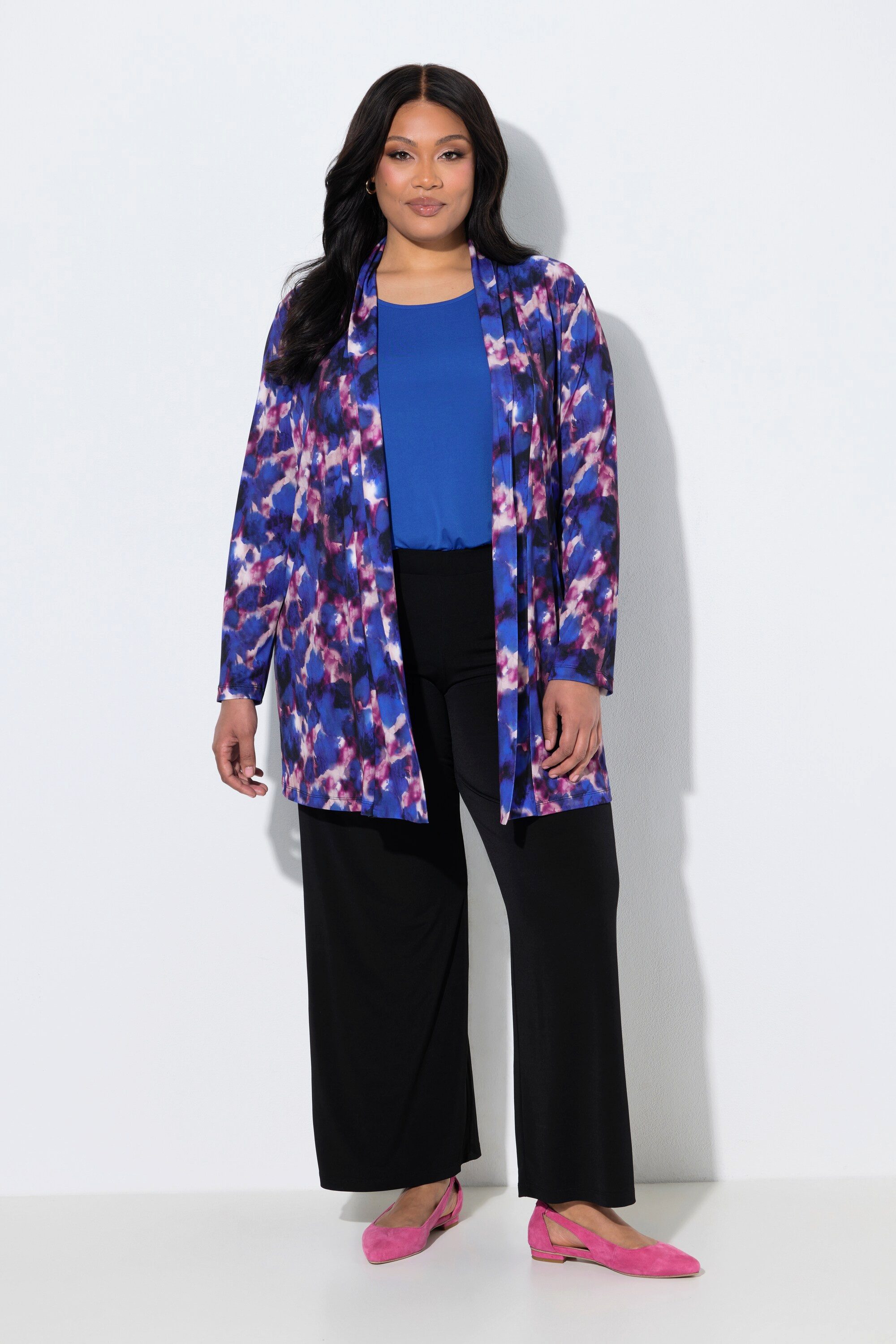 Ulla Popken Shirtjacke Jerseyjacke grafischer Druck ohne Verschluss