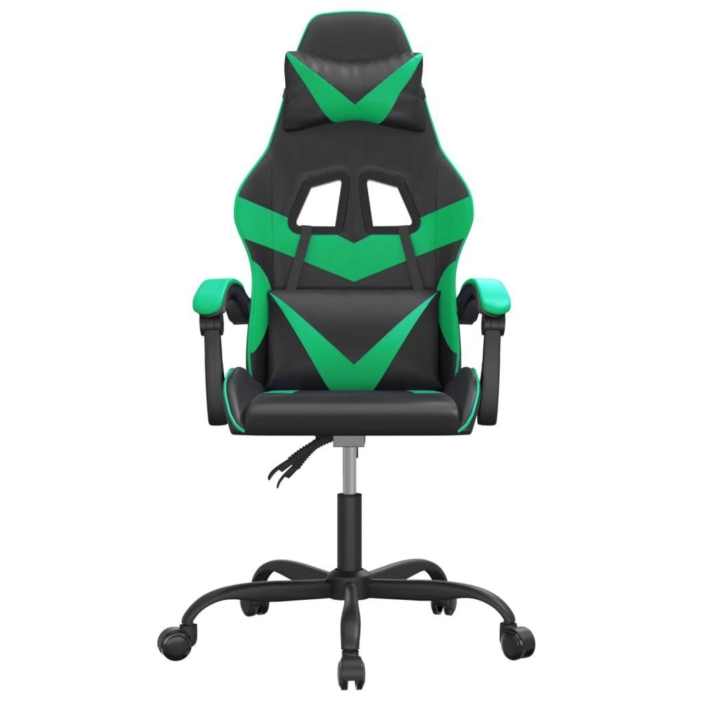 furnicato Gaming-Stuhl Schwarz Grün 57,5x59,5x(121-131) cm mit Kunstleder (1 St), Ergonomischer Spielstuhl mit Liegefunktion und verstellbarer Höhe