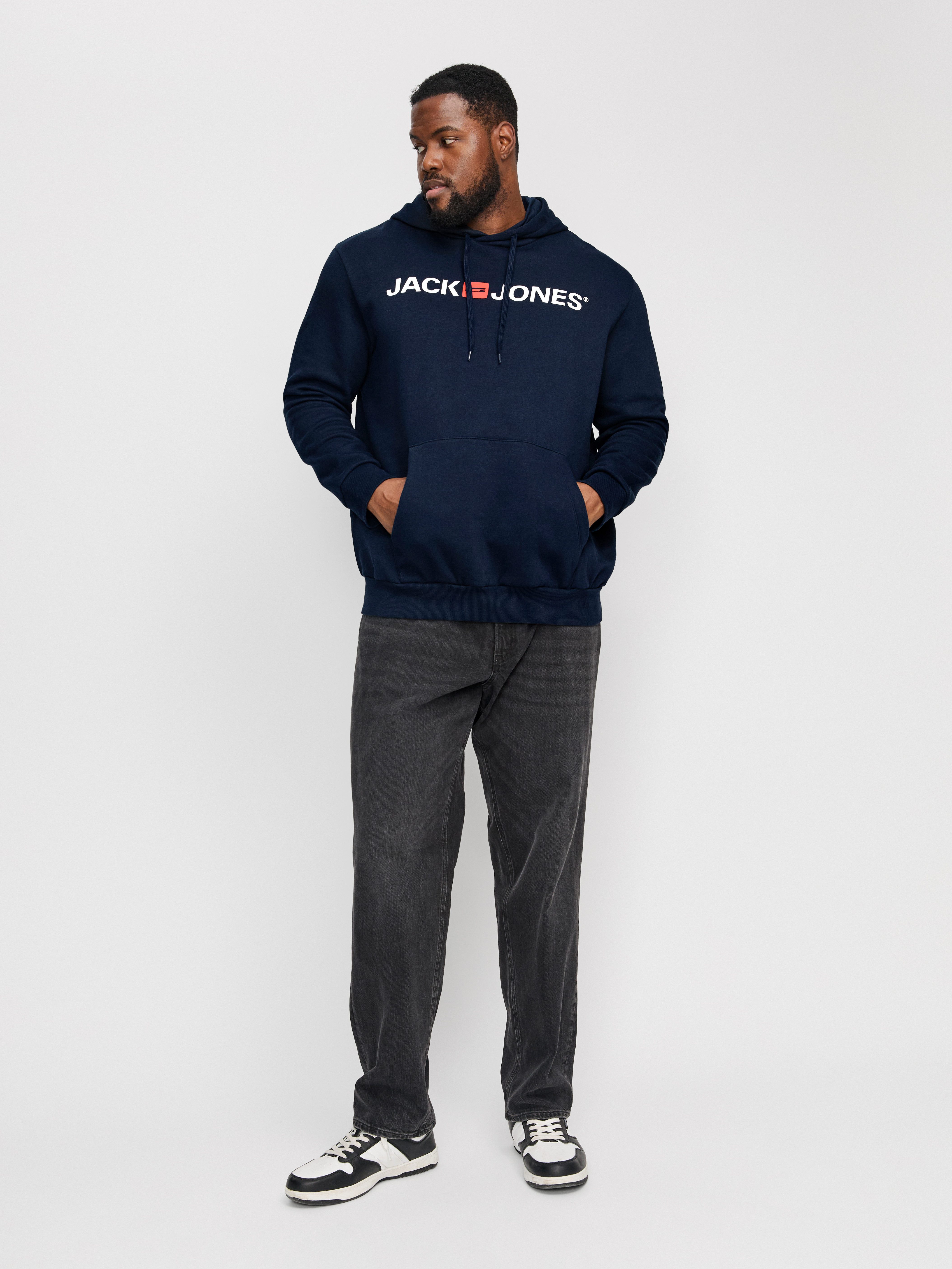 Jack & Jones PlusSize Kapuzensweatshirt JJECORP OLD LOGO SWEAT HOOD NOOS PLS mit Logo Print
