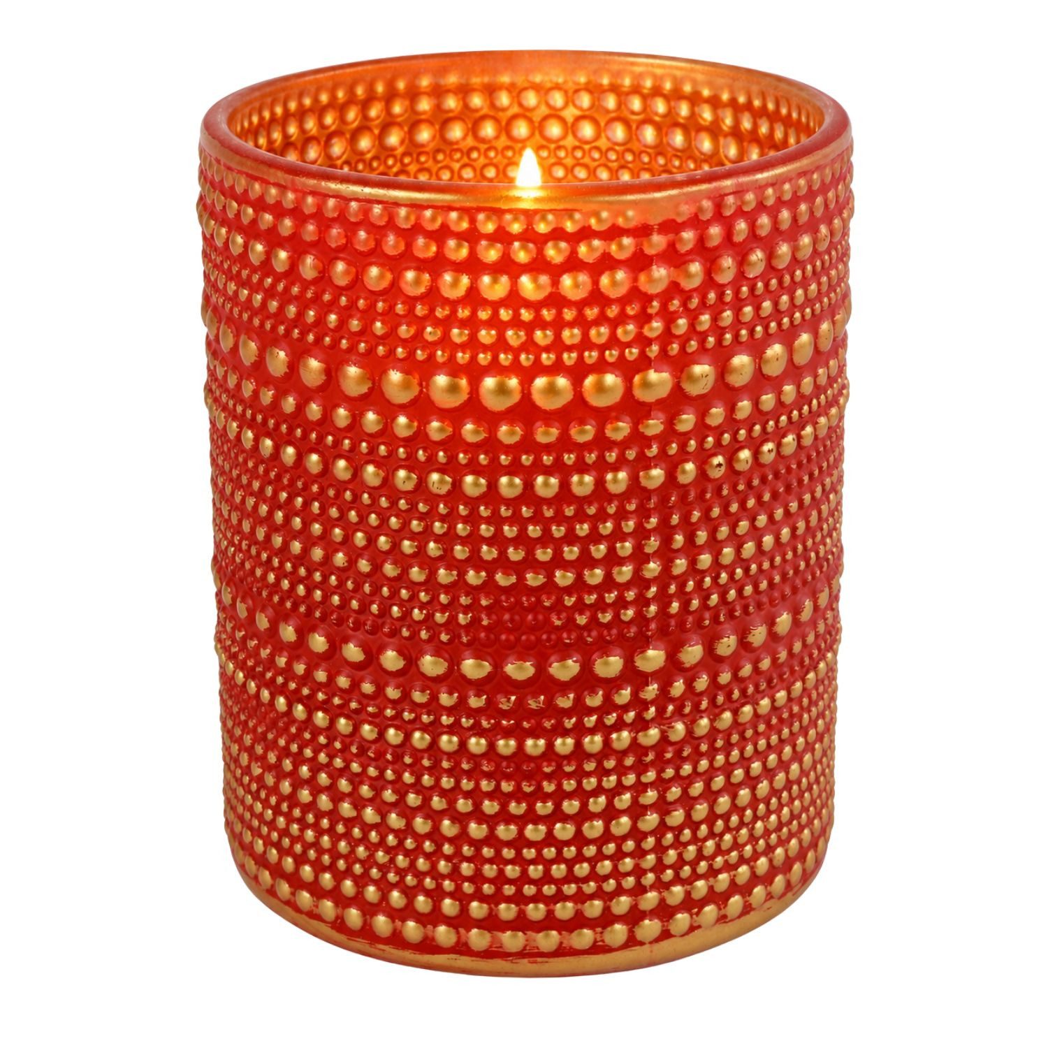 Marrakesch Orient & Mediterran Interior Windlicht Windlicht Nelle Rot 12,5 cm Glas Kerzenhalter Vintage Deko rund edel (1 St), Handarbeit