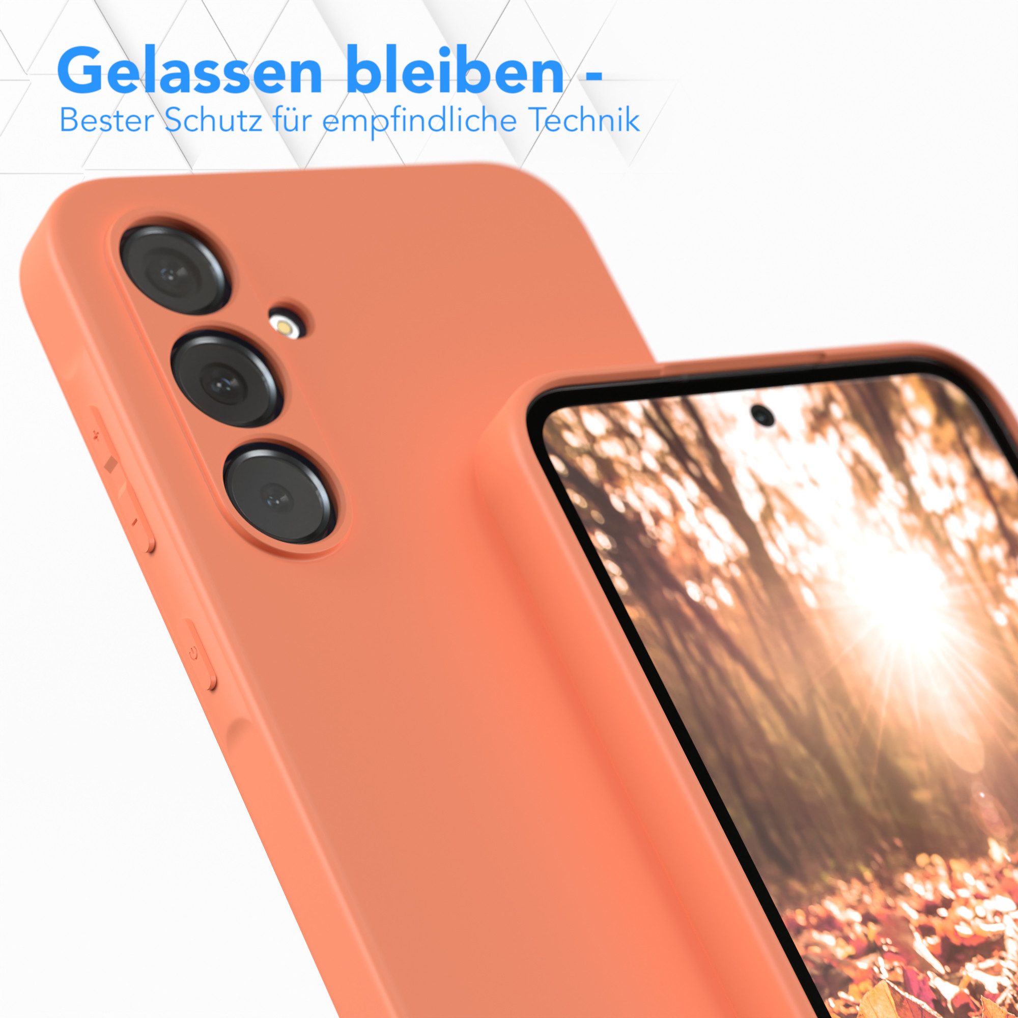 EAZY CASE Handyhülle für Samsung Galaxy A55 Hülle Silikon 6,6 Zoll, Schutzhülle mit Kameraschutz Telefonhülle elastisch Bumper tpu Orange
