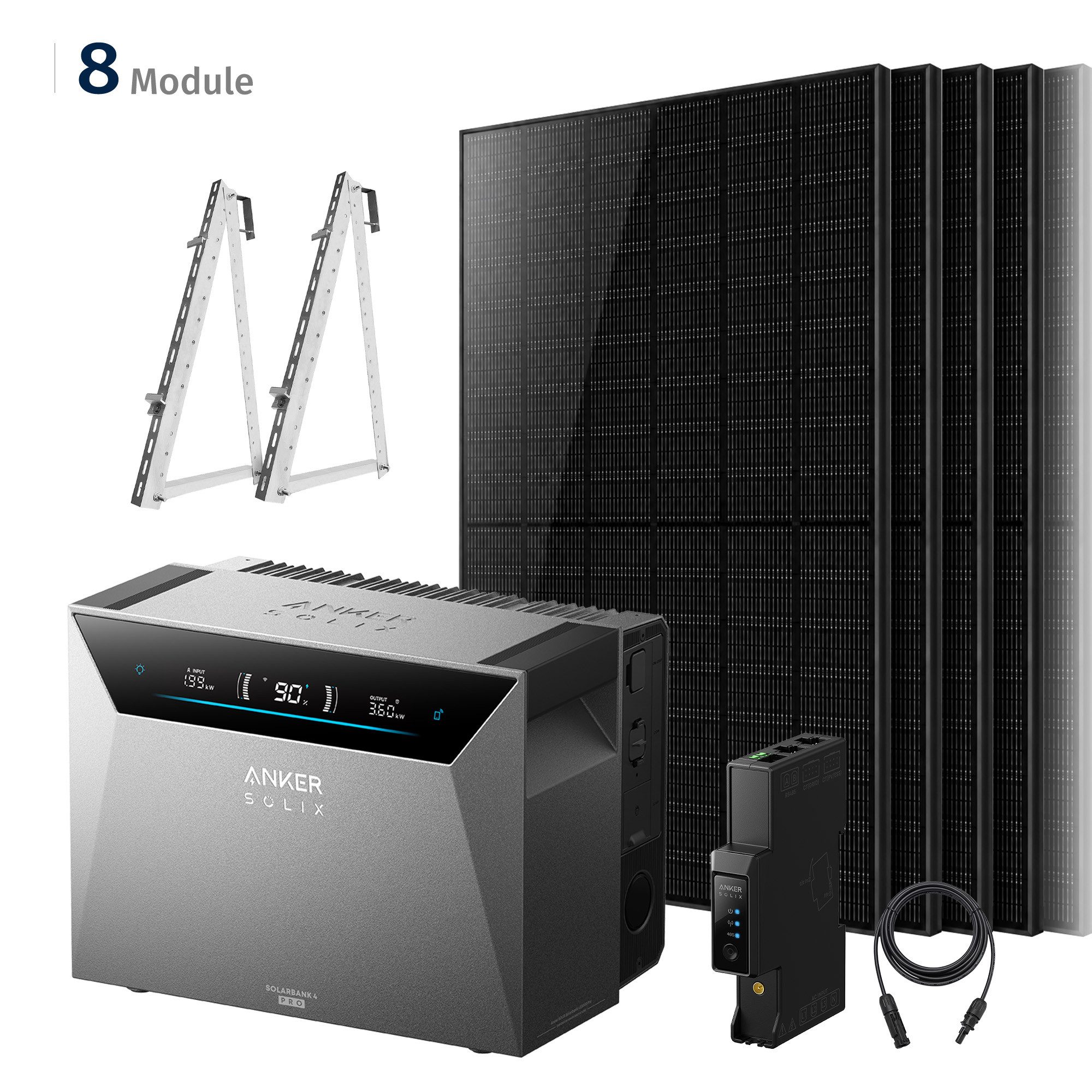 SolarMars Balkonkraftwerk 4000W mit Speicher – Anker Solix Solarbank 4 E5000 Pro, (mit optionaler BP5000 & BP2700 Erweiterungsakku und Halterung)