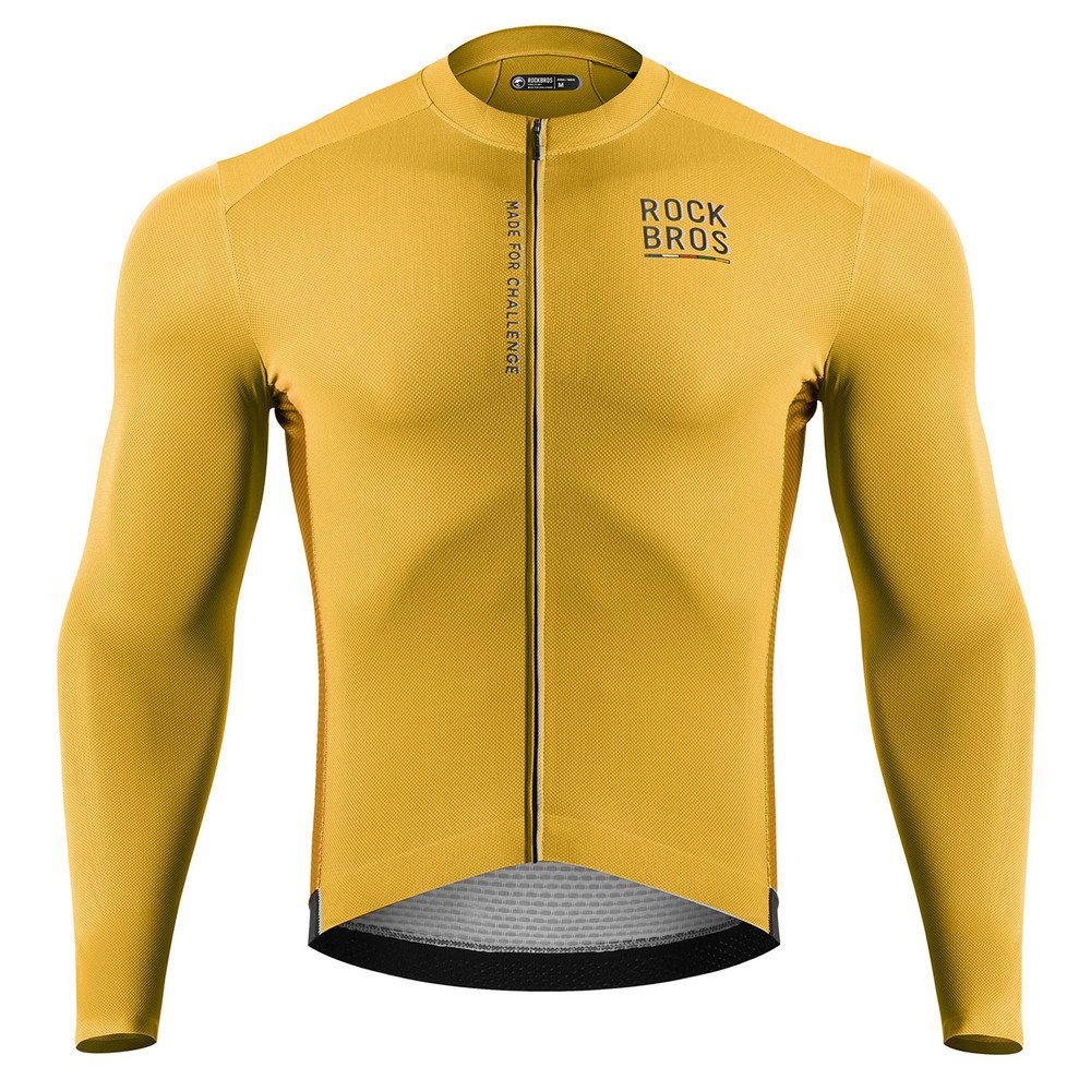 ROCKBROS Radtrikot Fahrradtrikot Rennradshirt Langarmtrikot (Spar-Set, 1-tlg., 95 cm Oberweite leicht) 3 Rückentaschen, Reflektoren, atmungsaktiv