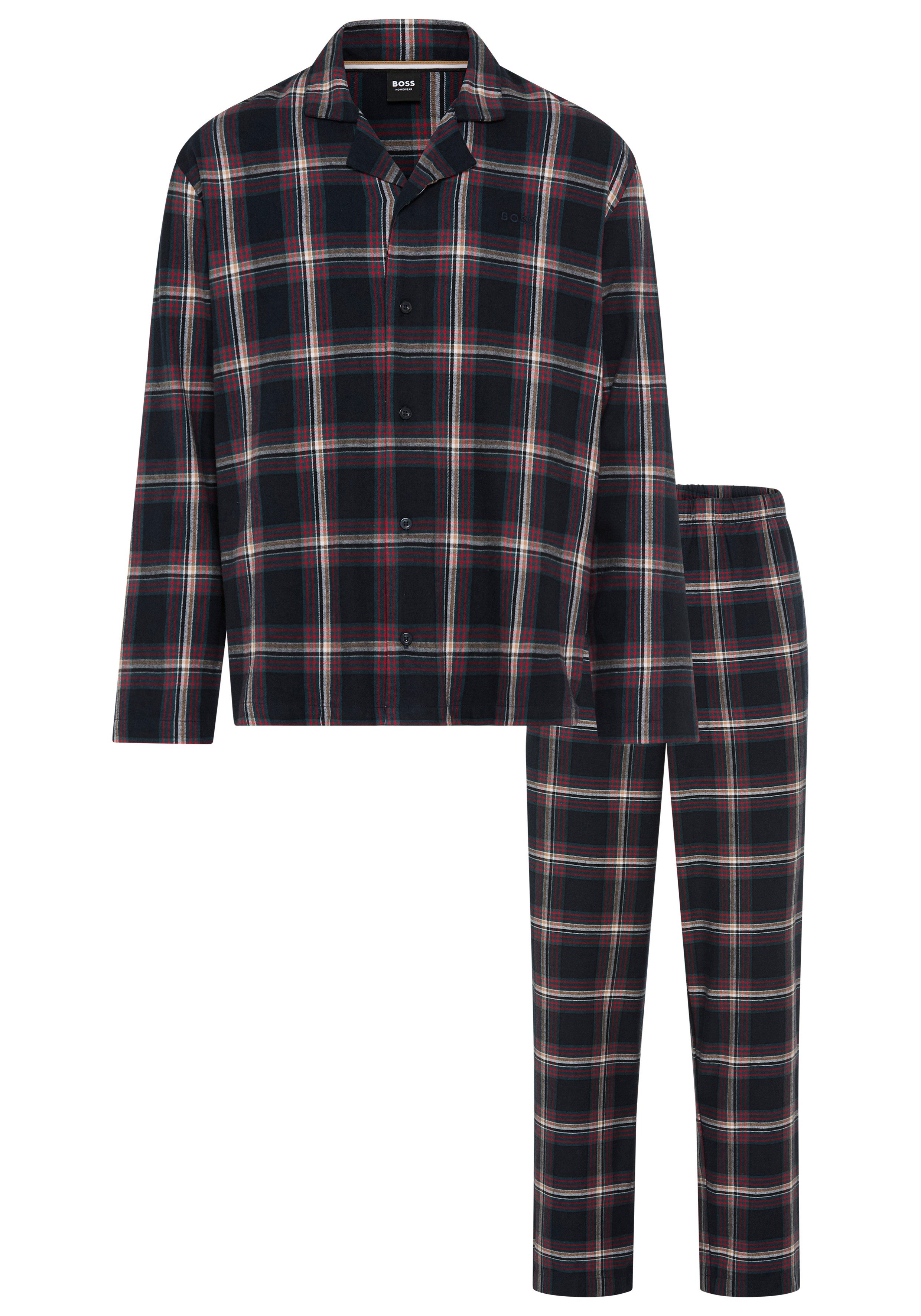 BOSS Pyjama Holiday Neuheit, Oberteil mit Knöpfen, Hose mit elastischem Bun günstig online kaufen