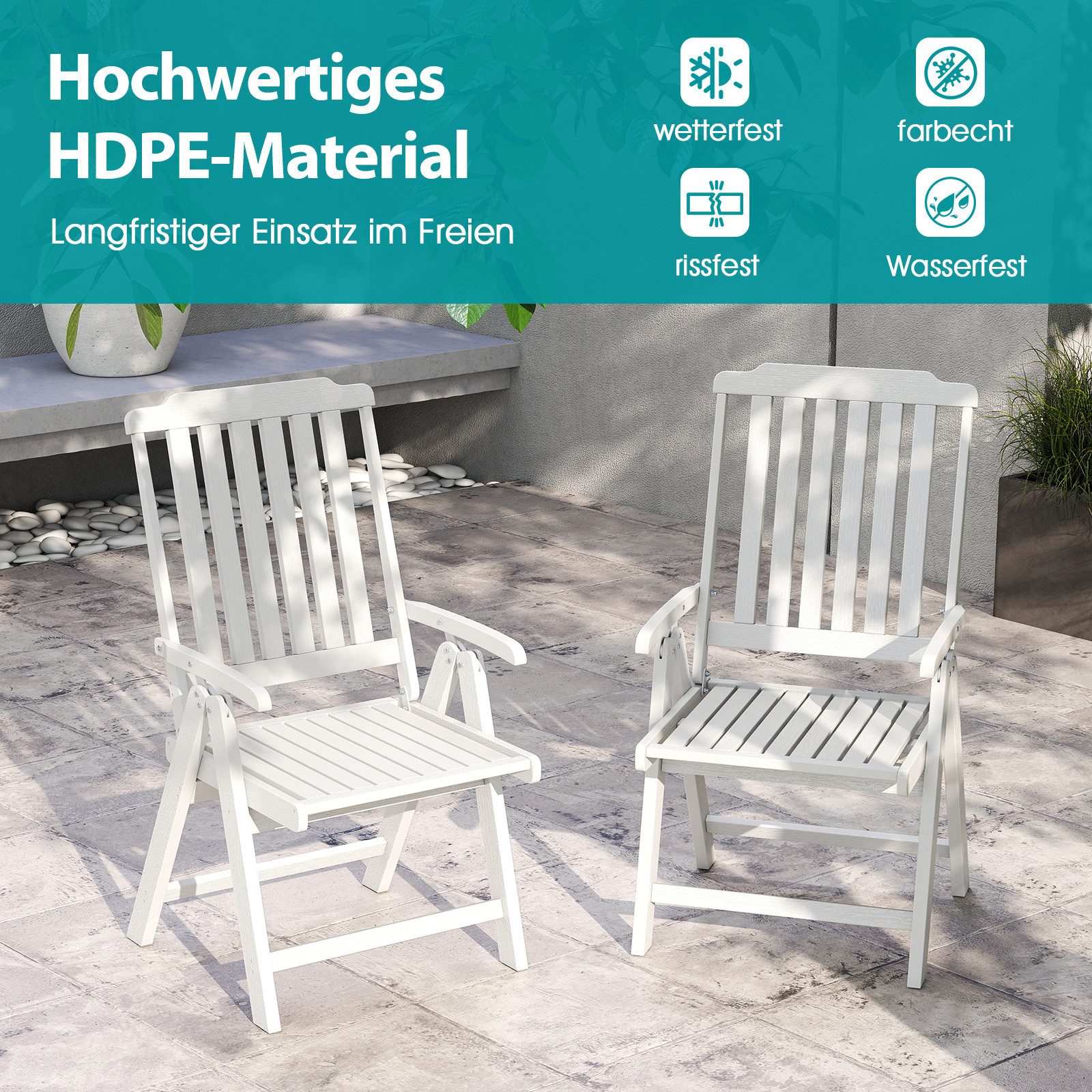 COSTWAY Klappstuhl, Gartenstuhl mit hochlehner, bis 150 kg belastbar günstig online kaufen