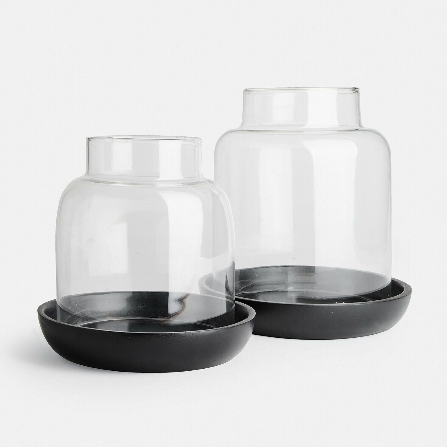 Mirabeau Windlicht Windlicht 2er Set Venturio schwarz/klar (2er Set, 2er Set)