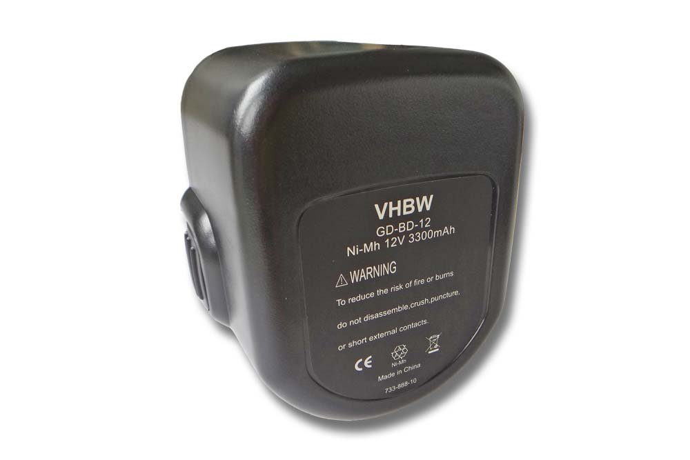 vhbw kompatibel mit Black & Decker Q100, Q120, Q129, TV250, Q125 Akku NiMH 3000 mAh (12 V)