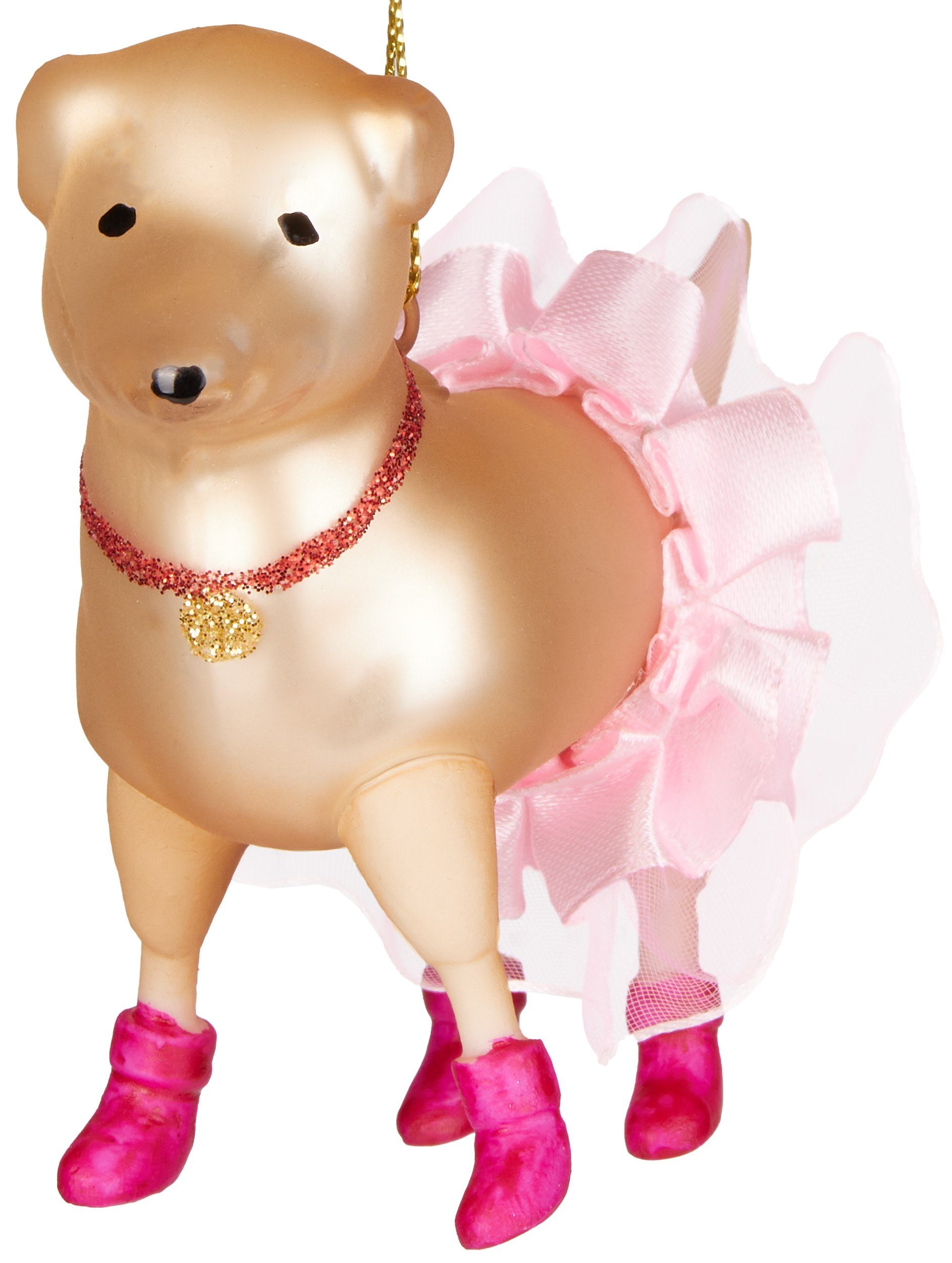 BRUBAKER Christbaumschmuck Hund als Ballerina - Handbemalte Weihnachtskugel Hund aus Glas (1-tlg), Weihnachtsbaumkugel Prima-Ballerina Lustig Baumkugel - 11,8 cm