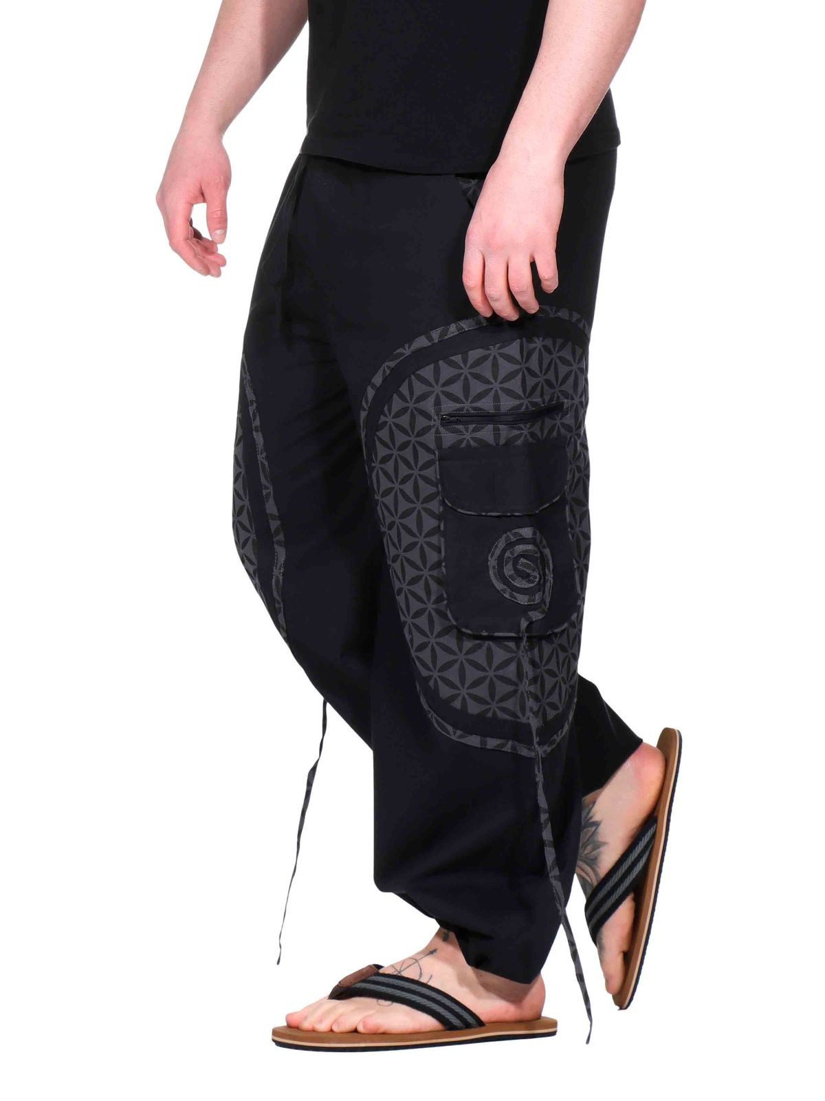 KUNST UND MAGIE Haremshose KUNST&MAGIE trendige Baggyhose bunte Lebensblume Hippiehose Cargo Hose