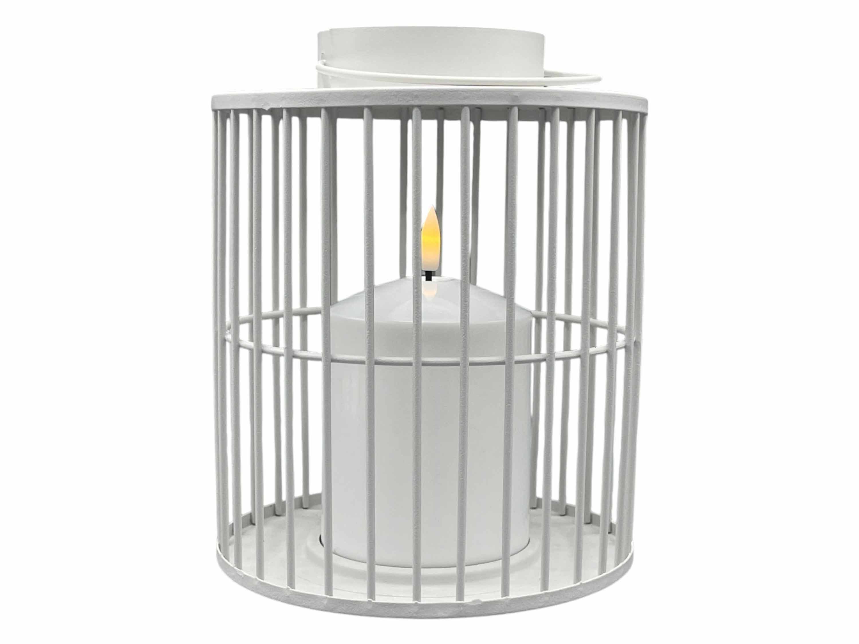 Coen Bakker LED Laterne, Ein-/Ausschalter, LED, warmweiß, weiß matt Metall Kerze mit 3D-Flamme 15x18cm