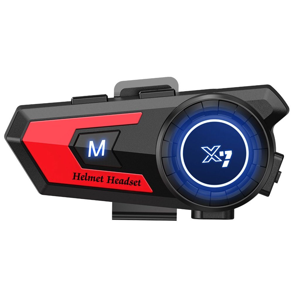 GelldG Motorrad Headset Intercom Motorrad Kommunikationssystem Bluetooth-Kopfhörer Rot | Kopfhörer