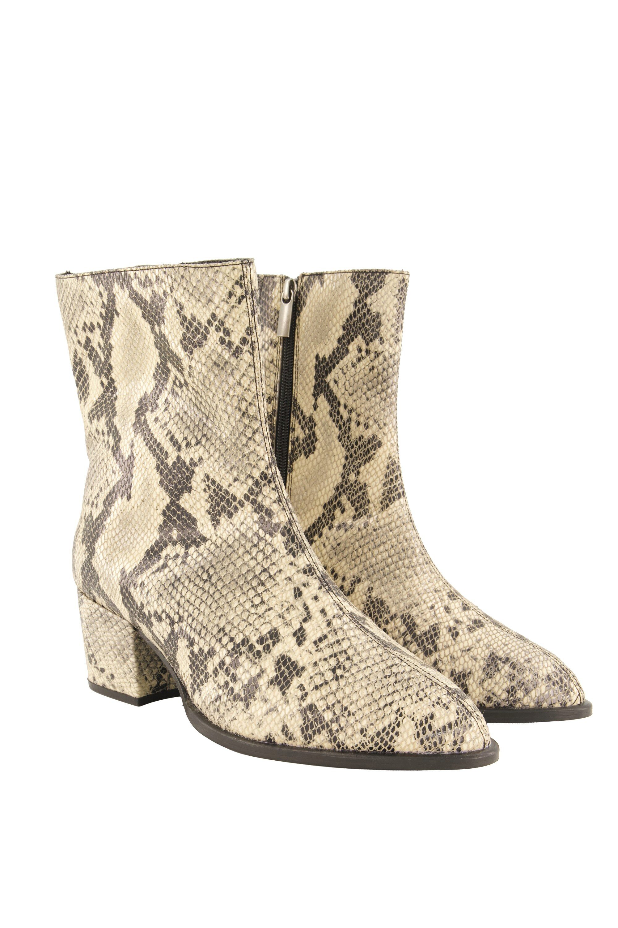 Leder-Stiefeletten Schlange Wechselfußbett Weite H Stiefelette