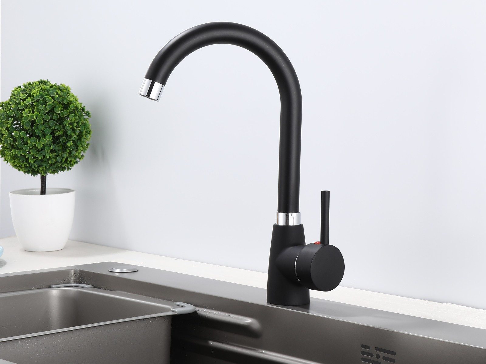 Küchenarmatur Spültischarmatur Wasserhahn Küche 360° Wasserhahn Schwarz