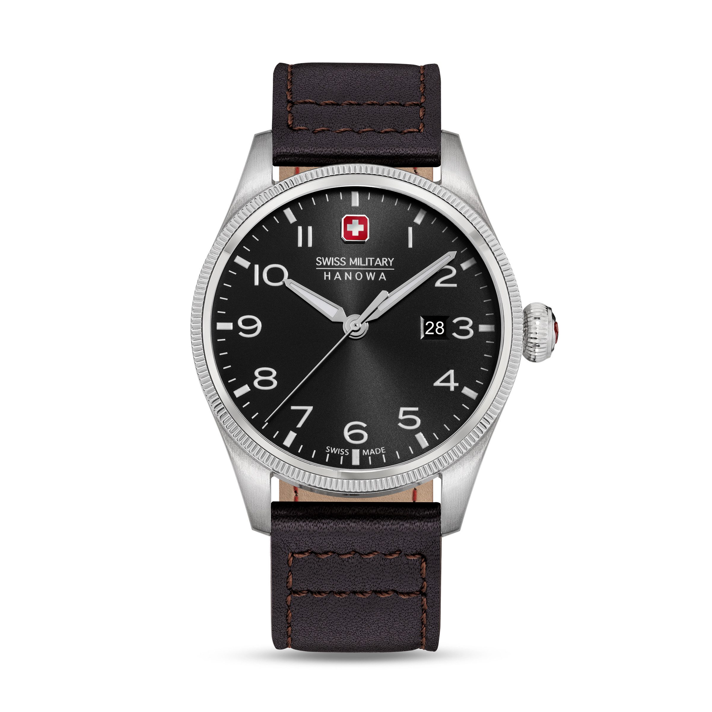 Swiss Military Hanowa Quarzuhr Thunderbolt SMWGB0000804, Armbanduhr, Herrenuhr, Swiss Made, Lederarmband, analog, Tag