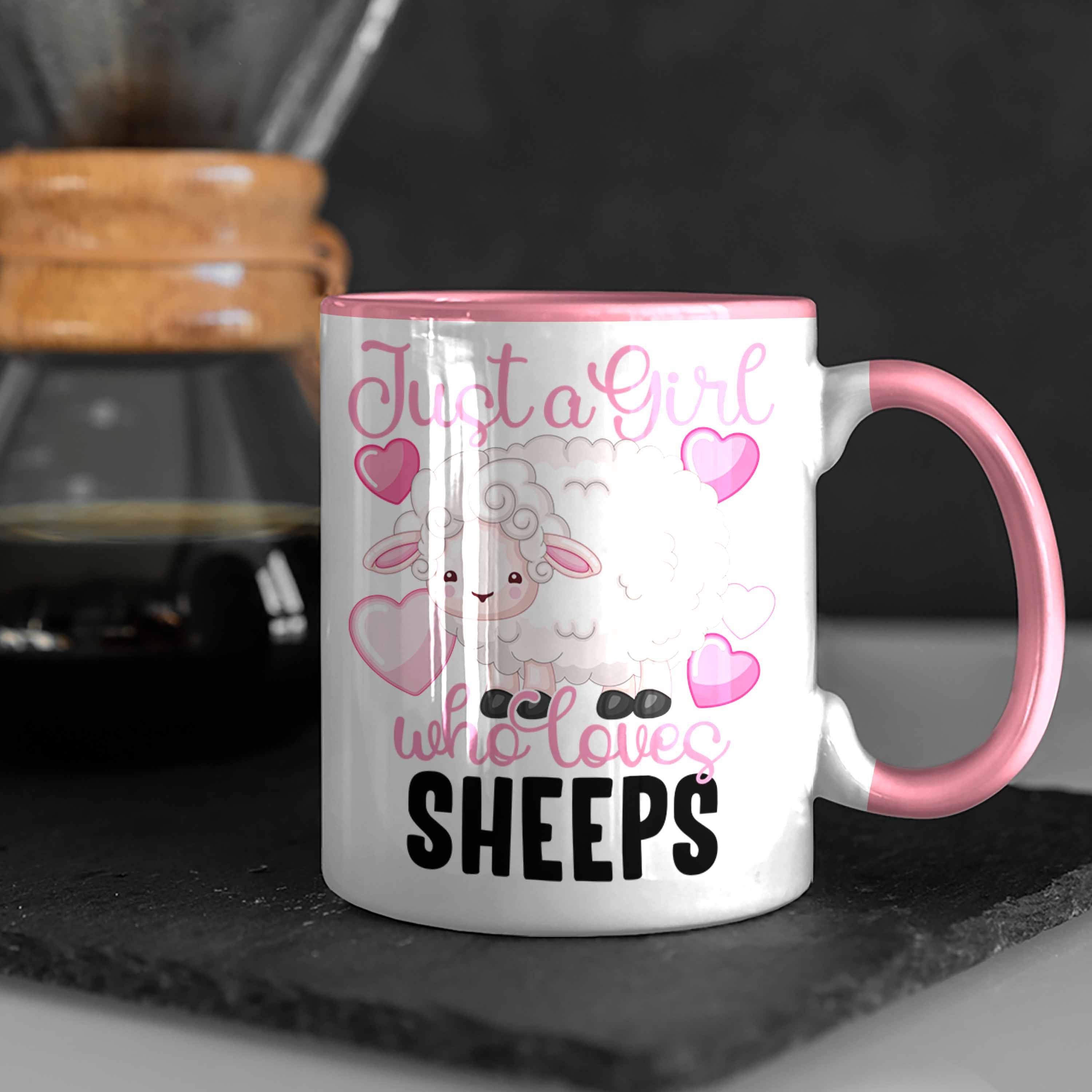 Mädchen Lustige Tasse Schaf-Tasse Trendation Rosa für Geschenk Schafhirtin Frauen