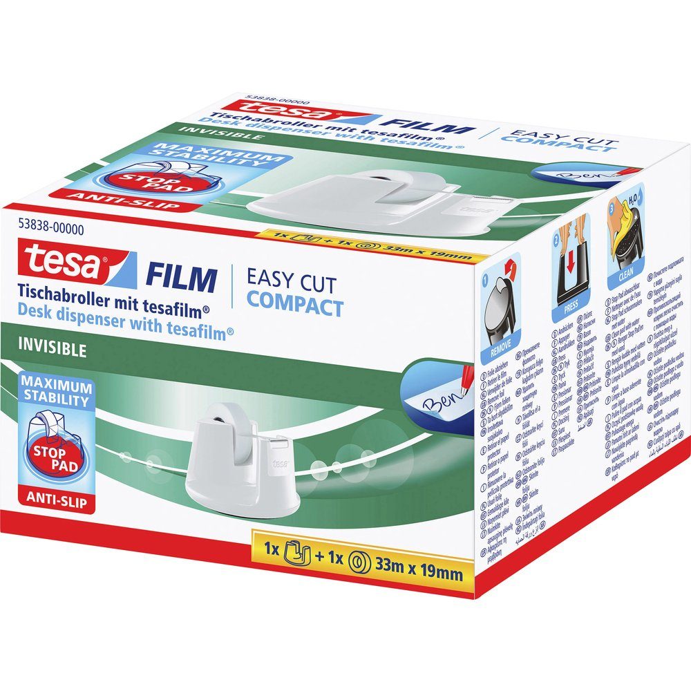 tesa Weiß Compact) (tesafilm Compact Klebefilmrolle Klebeband 33 m inkl. tesafilm Tischabroller tesa x