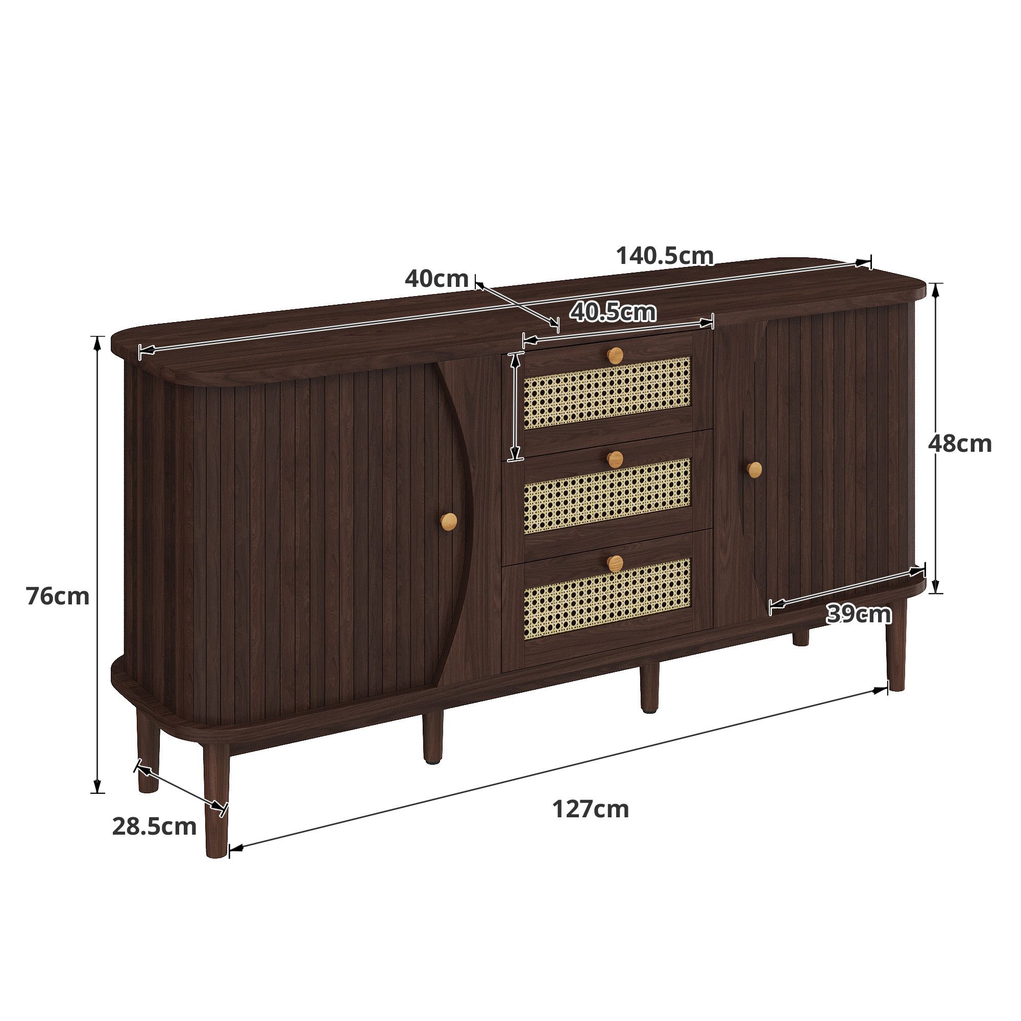 Celya Sideboard Rattanschrank mit Schubladen, Kommode günstig online kaufen