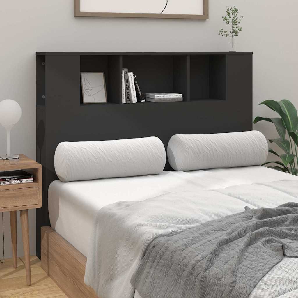 vidaXL Bett Kopfteil mit Ablagen Schwarz 120x18,5x102,5 cm (1-tlg)