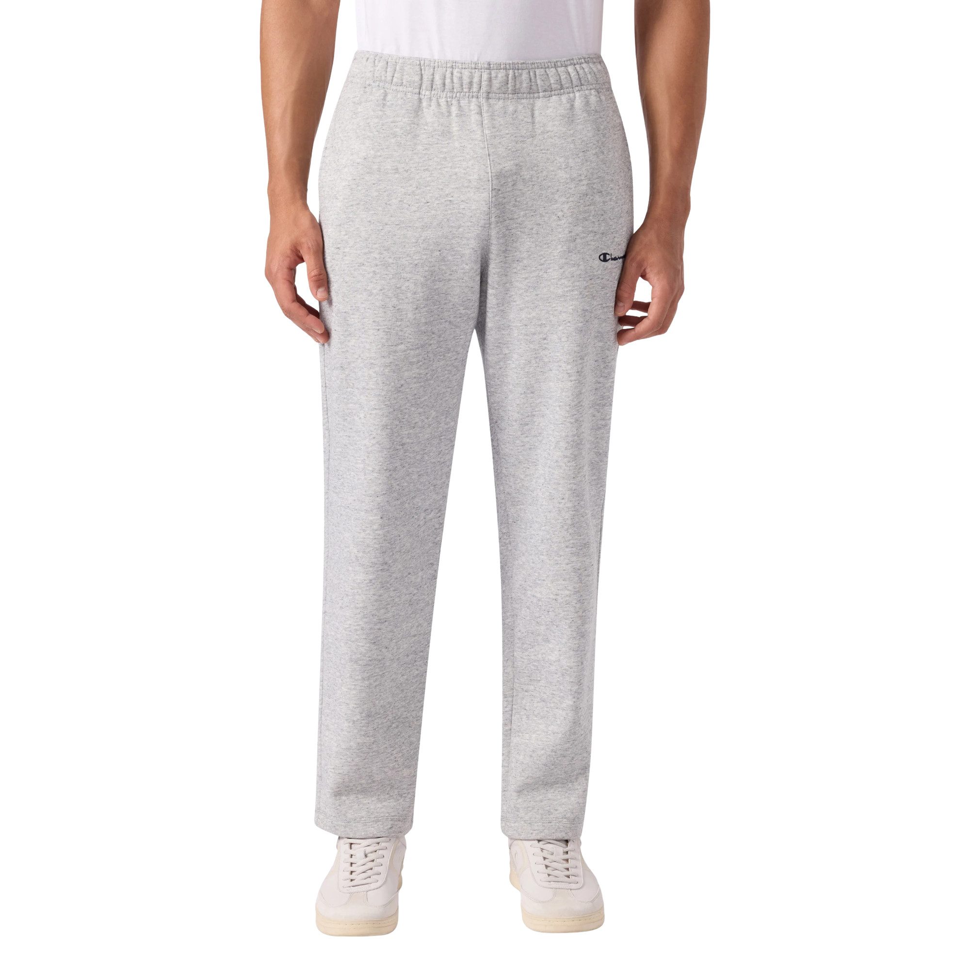 Champion Trainingshose Icons Herren Fleece-Hose mit geradem Saum Hellgrau
