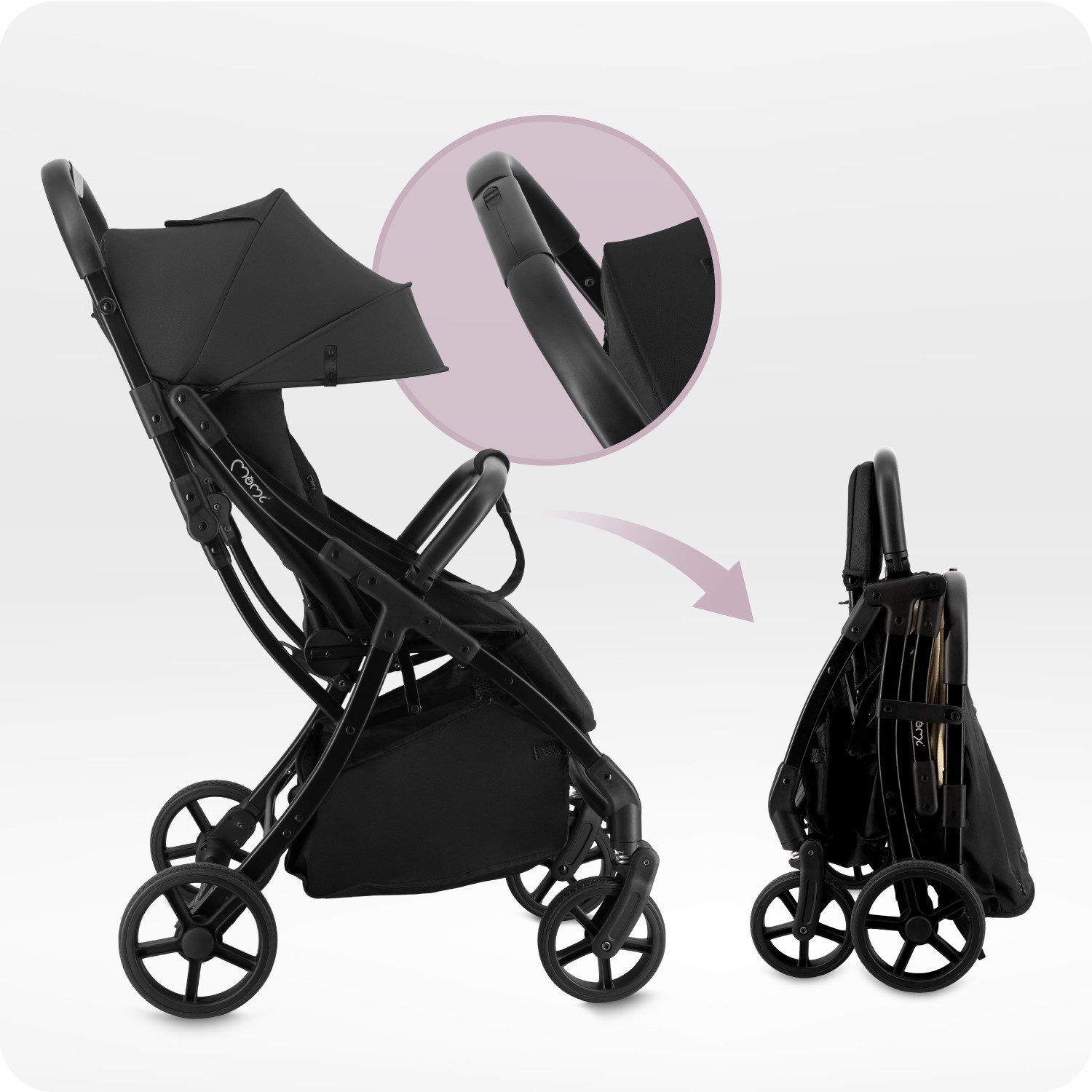 MoMi Kinder-Buggy Paola, Automatisch faltbar & vollgefedert bis 22 kg