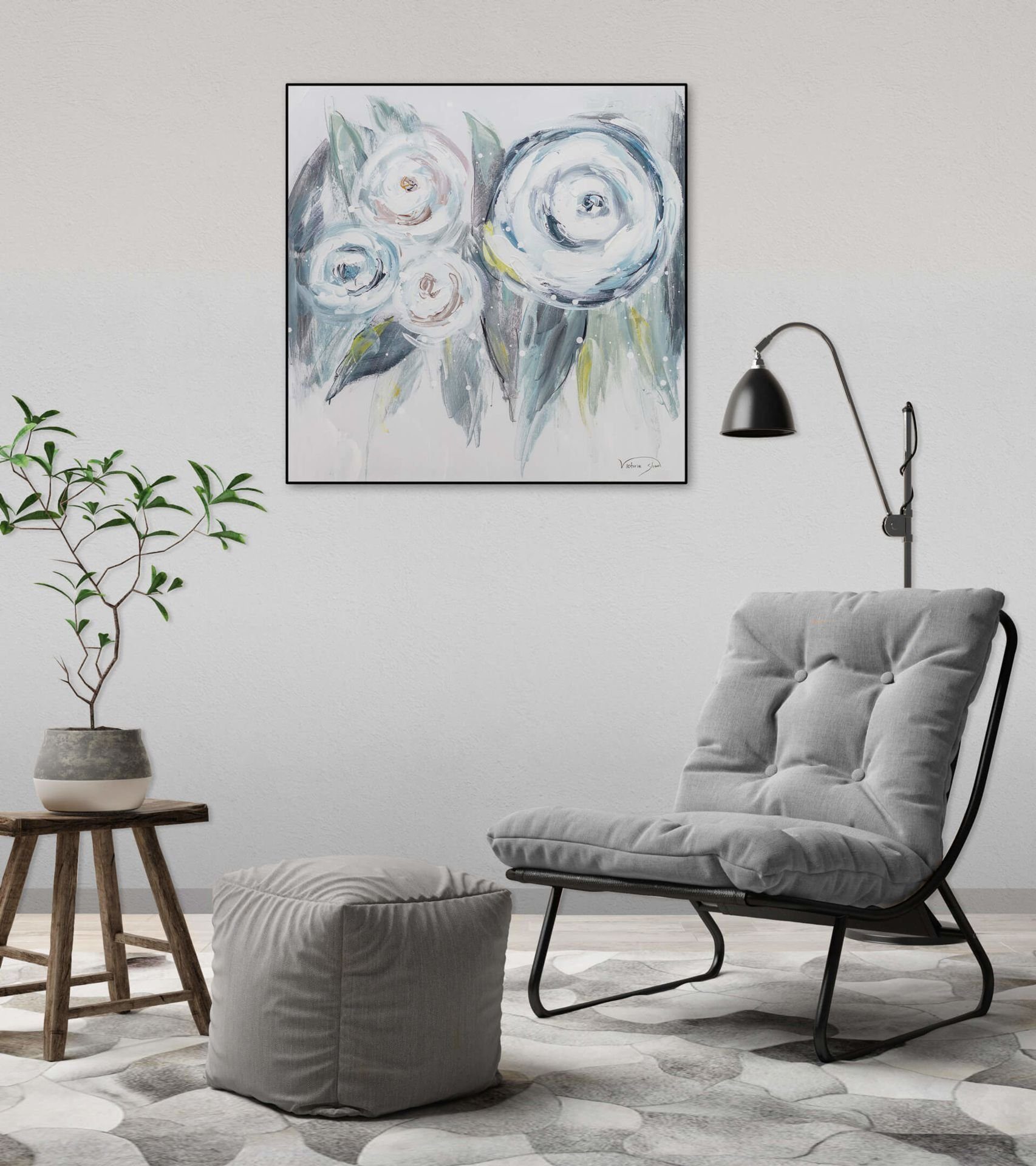 KUNSTLOFT Gemälde Erinnerungen Wohnzimmer Dich Wandbild Leinwandbild HANDGEMALT 100% an cm, 60x60