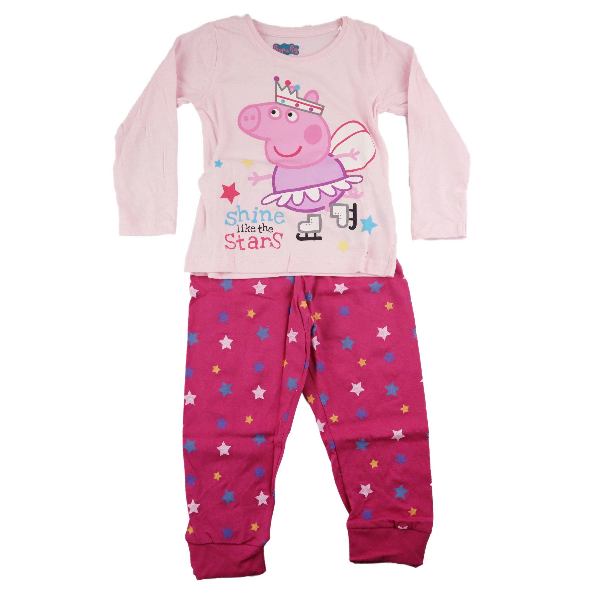 Peppa Pig Schlafanzug Peppa Wutz Mädchen Kinder langarm Pyjama Gr. 92 bis 116 Rosa