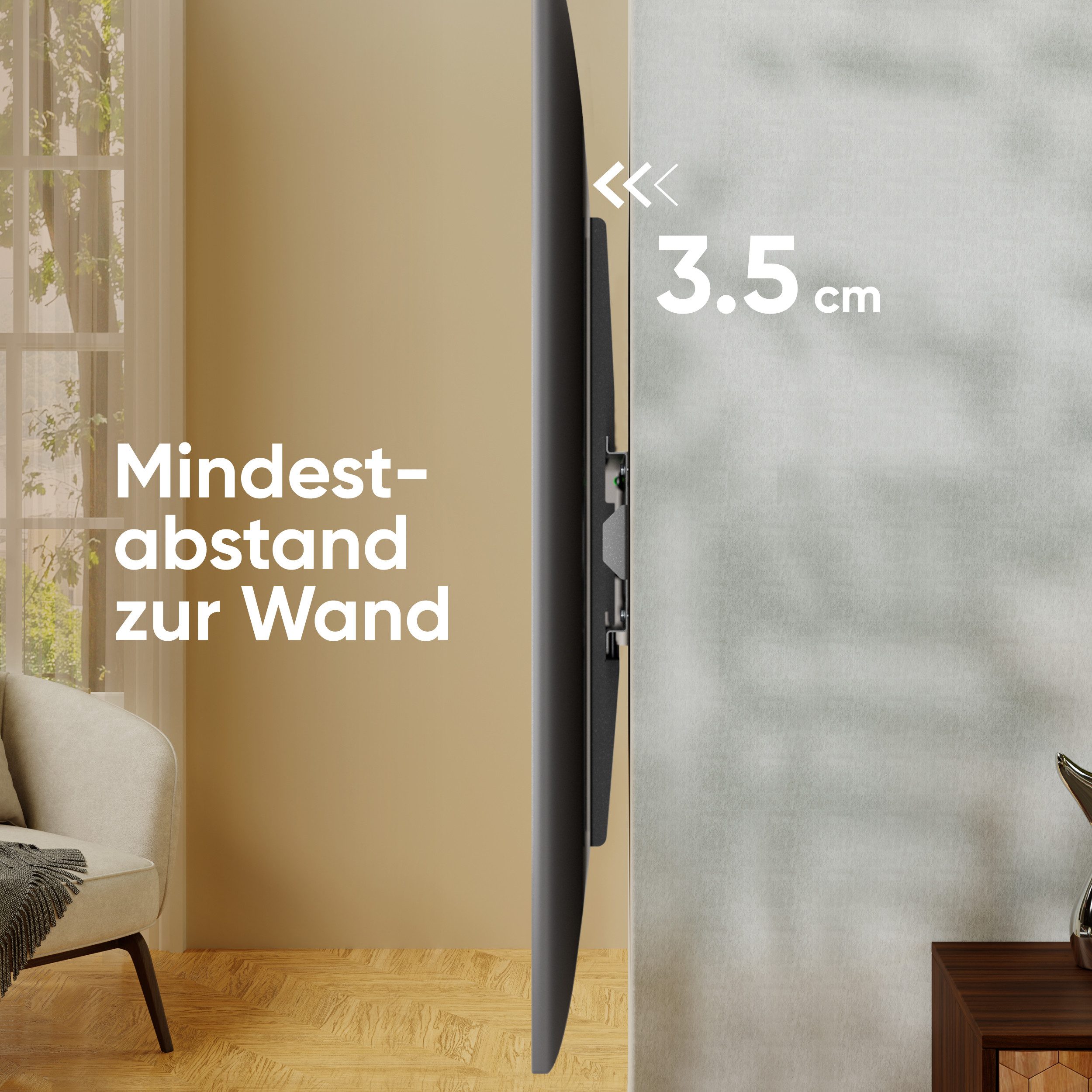 ONKRON TV-Wandhalterung 55-100 Zoll, bis 80 kg, VESA 75x75-800x600, UF4-B, (bis 100,00 Zoll, fest, flach, ultra slim, integrierte Wasserwaage) – Bild 4 von 5