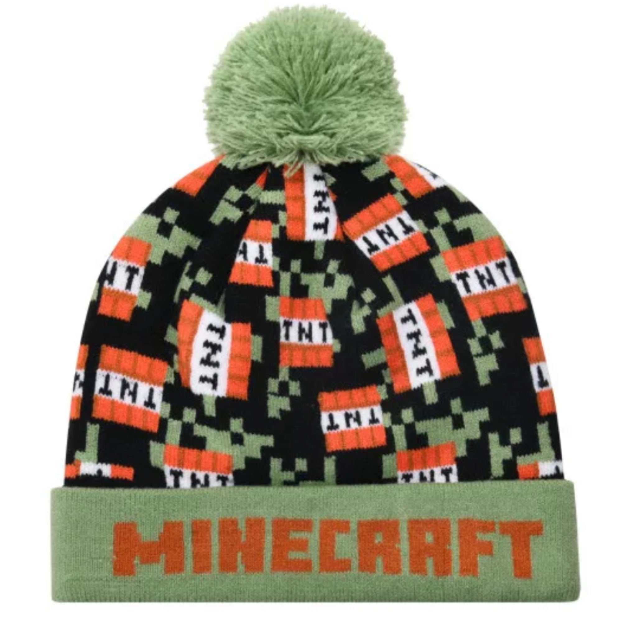 Minecraft Bommelmütze Minecraft Alex Steve TNT Kinder Wintermütze Mütze 54 - 56 Blau Grün