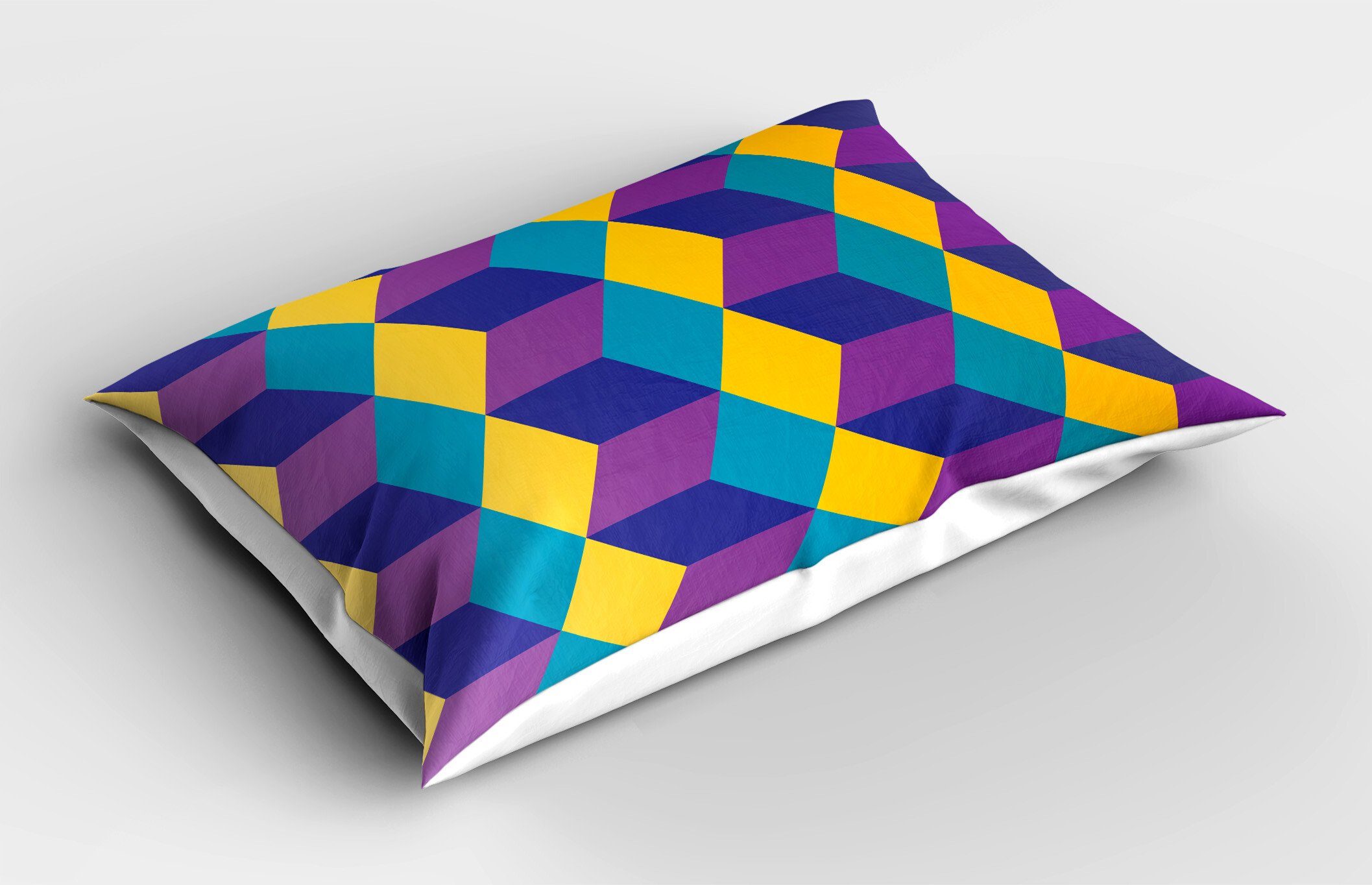 Gedruckter Optische Size Kissenbezug, Standard (1 Kissenbezüge Dekorativer Täuschung Cubes Abstrakt Abakuhaus Stück), King