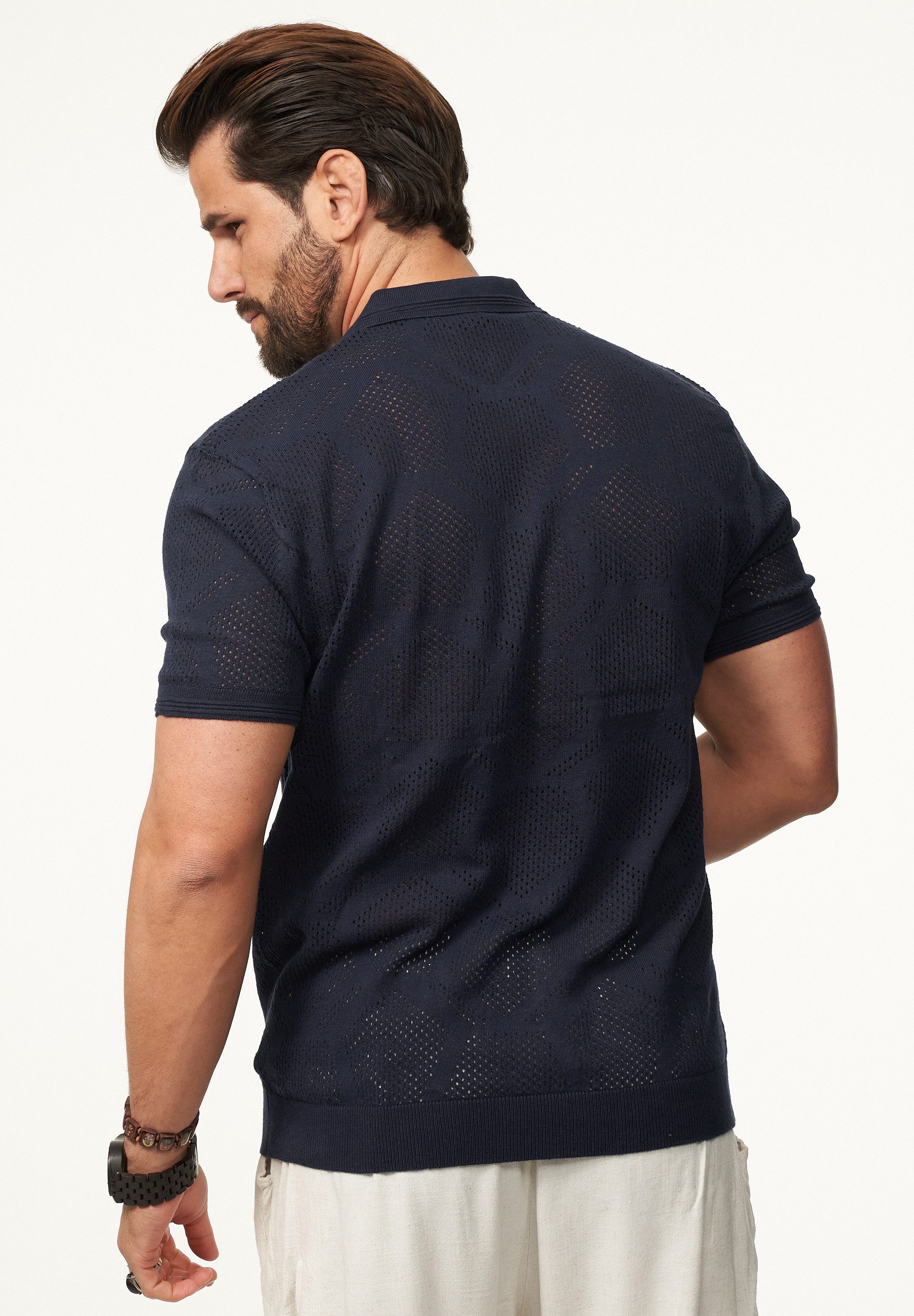 SOULSTAR Poloshirt mit Half-Zip Herren Kurzarm Strick Polo-Hemd T-Shirt