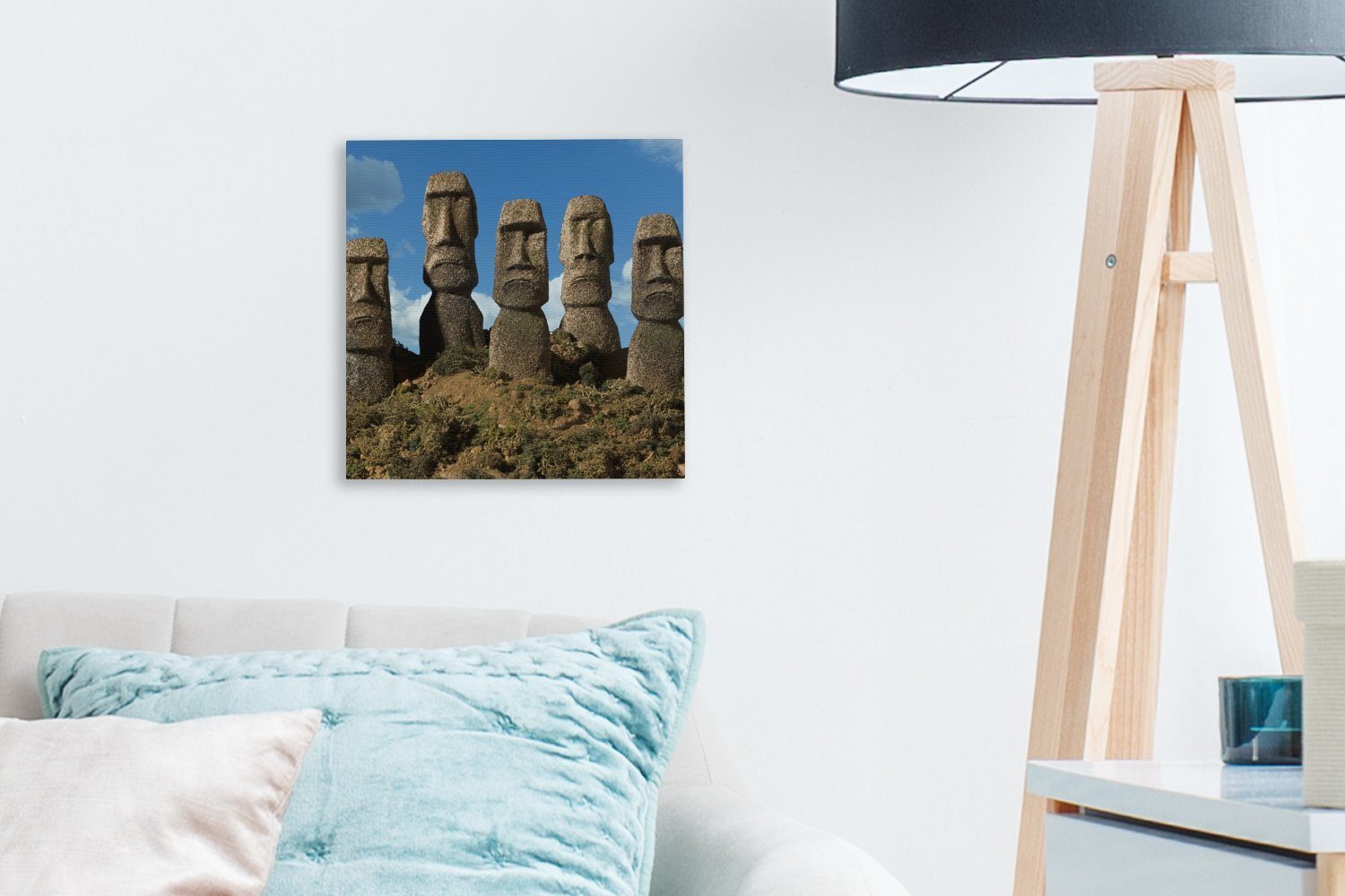 Wohnzimmer Leinwandbild St), Osterinsel, Bilder der OneMillionCanvasses® für (1 Moai-Statuen Schlafzimmer Leinwand auf Fünf