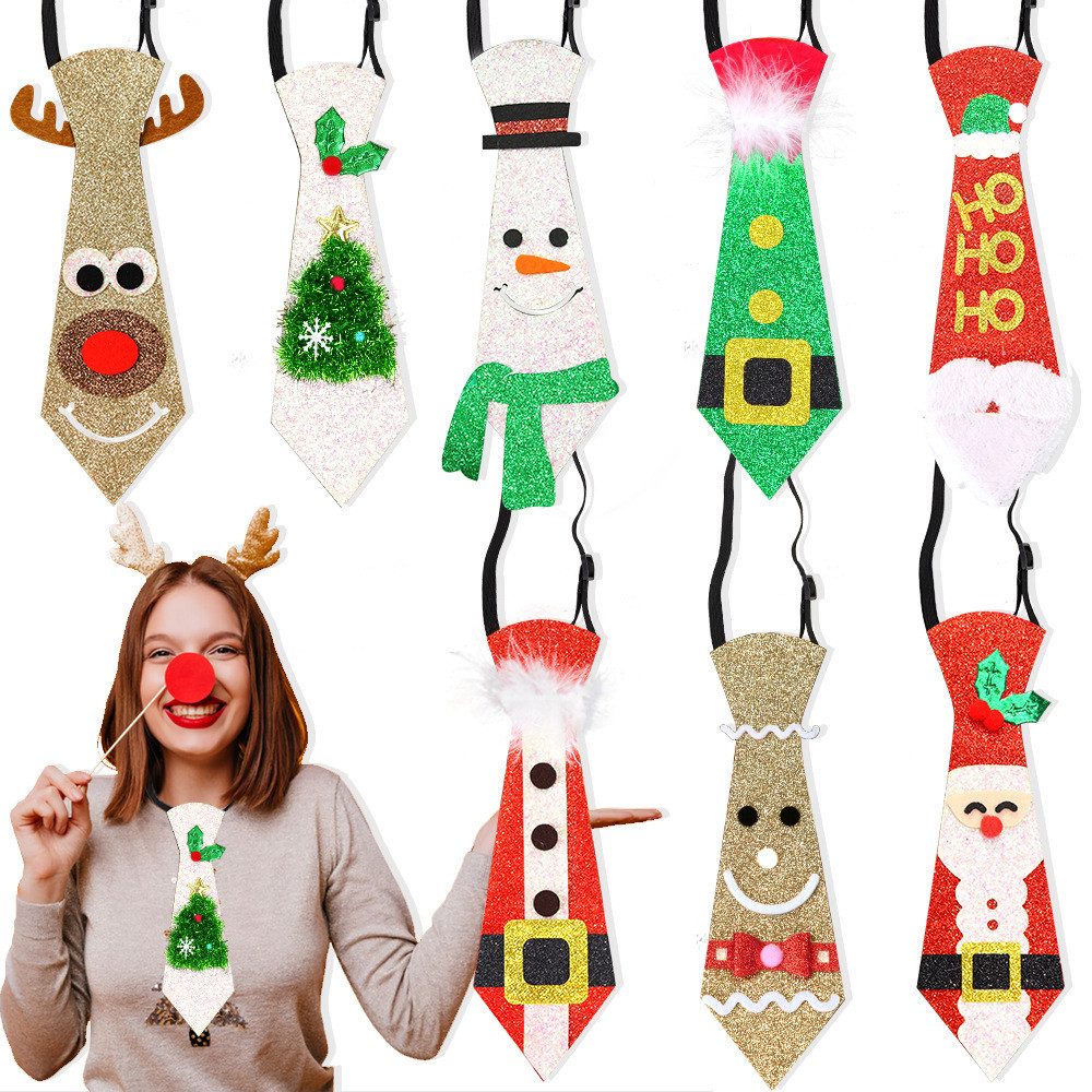 Coonoor Krawatte 8 Stück Weihnachtskrawatte mit Glitzer Festliches Accessoire (8-St) Kostümzubehör für Weihnachtsfeiern