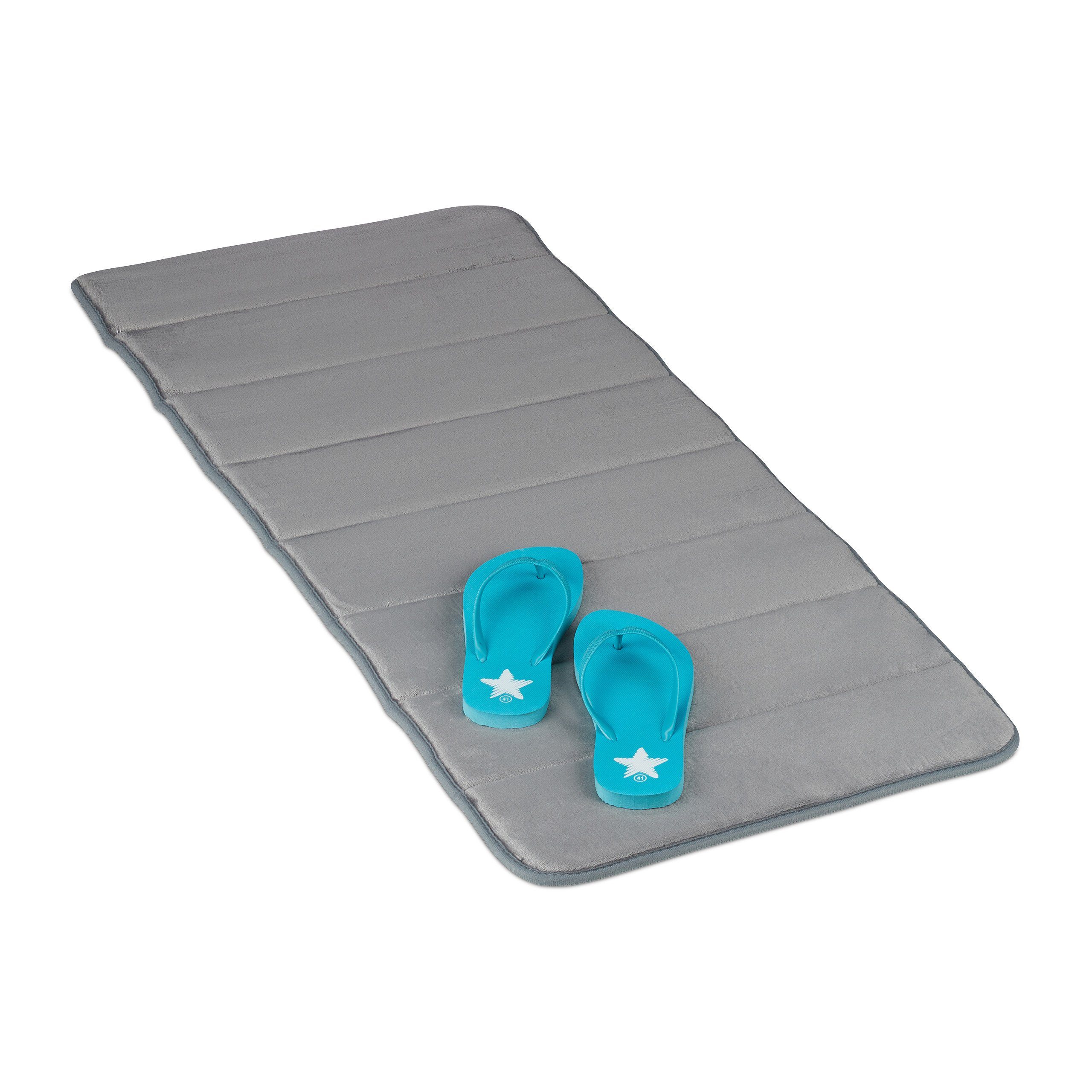 relaxdays Badematte Memoryschaum Badematte in Grau, Höhe 15 mm, Schaumstoff, 50x120cm