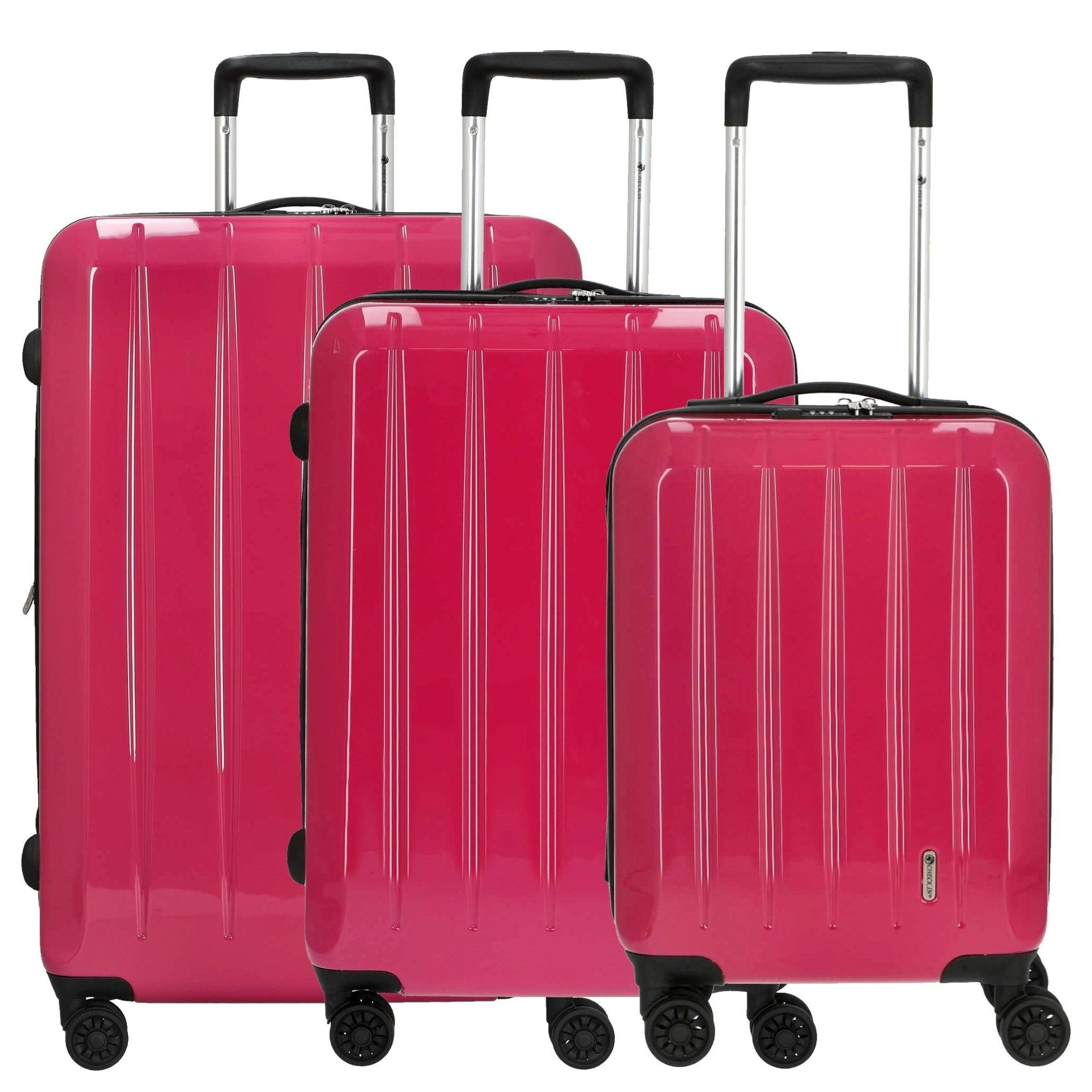 CHECK.IN® Kofferset London 2.0 Trolley-Set 3tlg. (pink), 4 Rollen Rollen